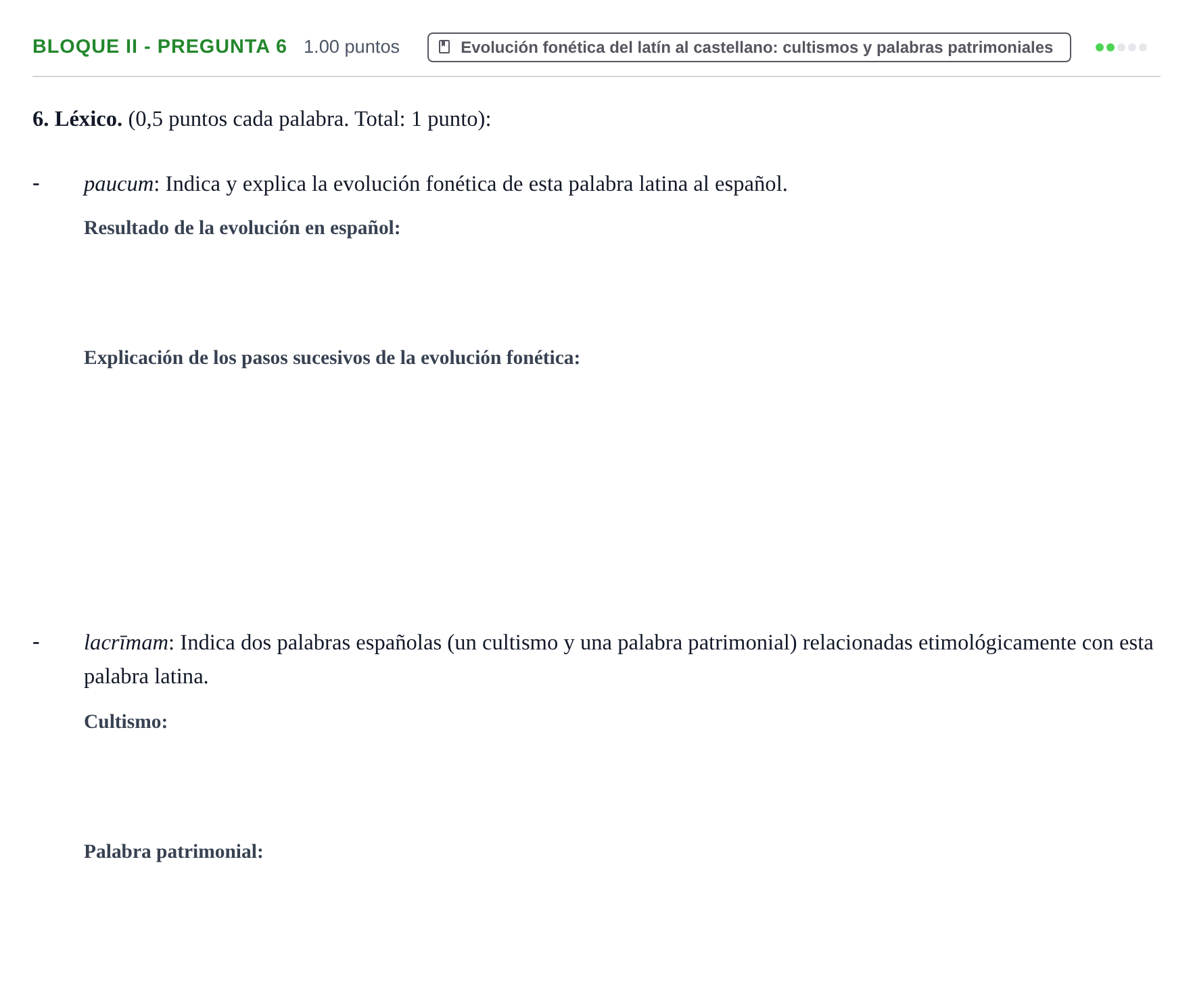 Enunciado: Bloque II - Pregunta 6 · Latín II PAU Extremadura Extraordinaria 2021