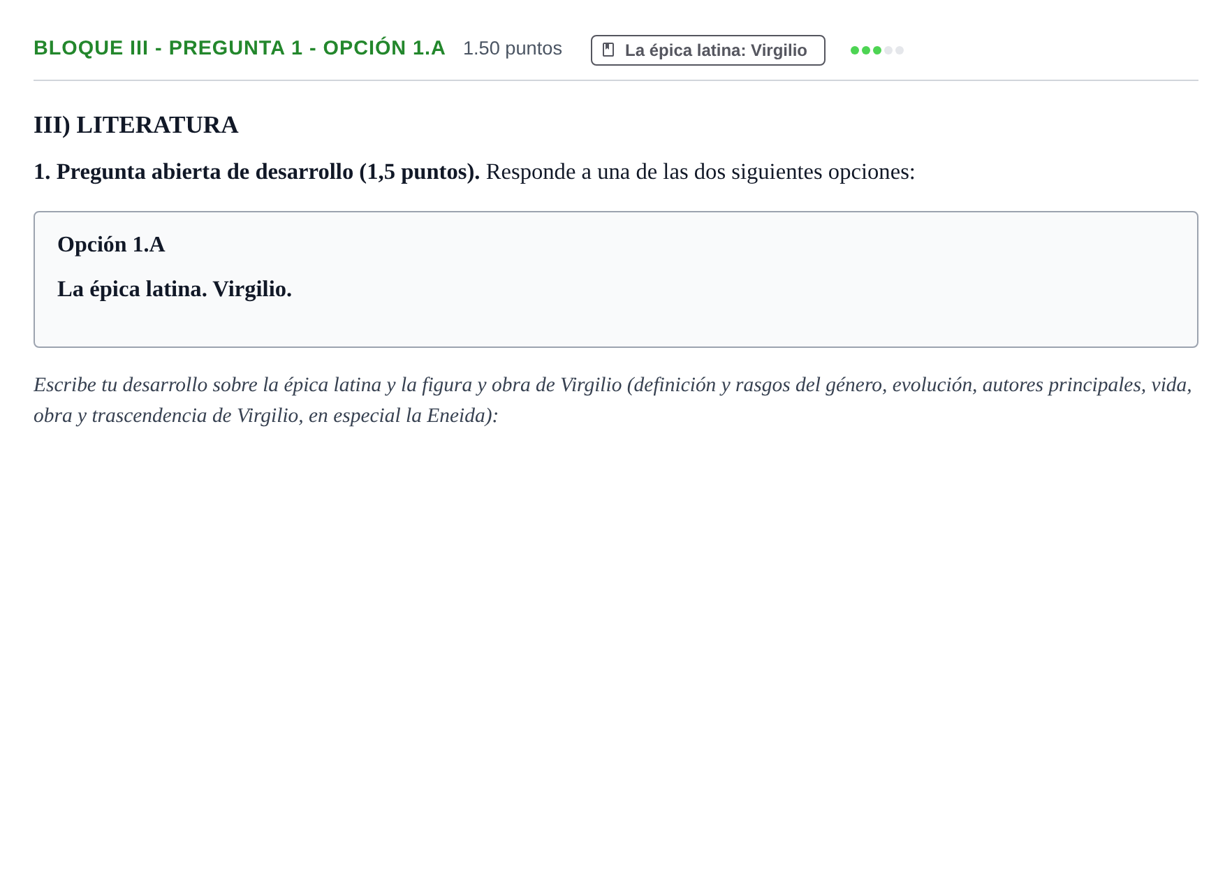 Enunciado: Bloque III - Pregunta 1 - Opción 1.A · Latín II PAU Extremadura Extraordinaria 2021