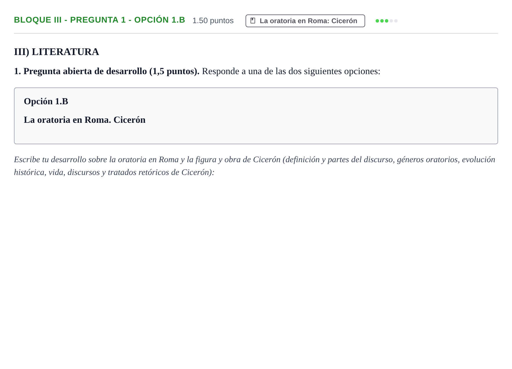 Enunciado: Bloque III - Pregunta 1 - Opción 1.B · Latín II PAU Extremadura Extraordinaria 2021