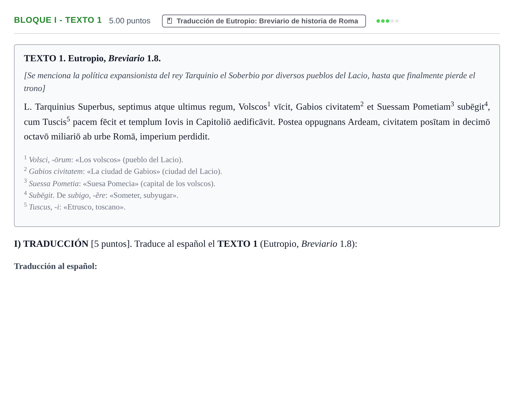 Enunciado: Bloque I - Texto 1 · Latín II PAU Extremadura Extraordinaria 2021