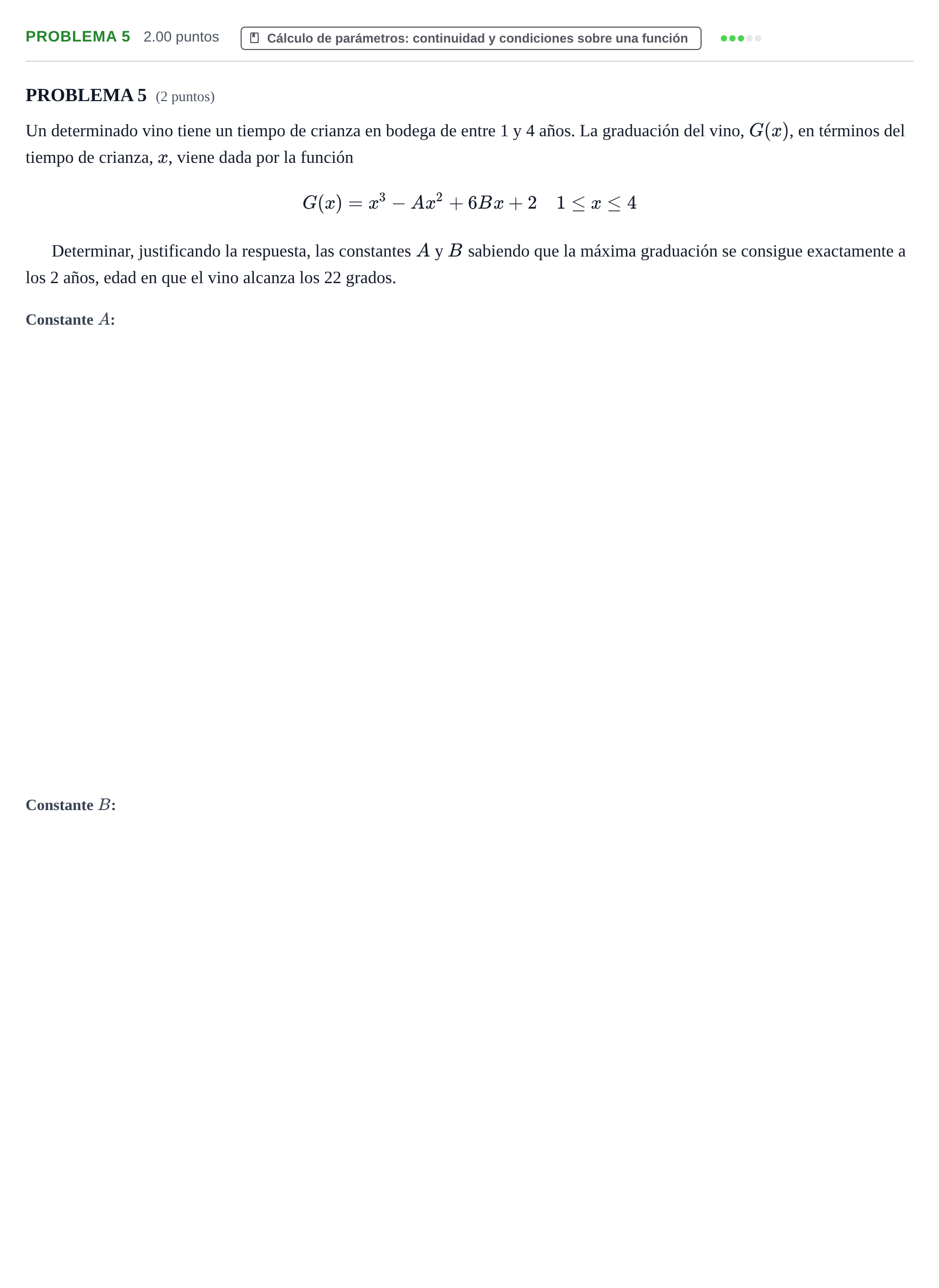 Enunciado: Problema 5 · Matemáticas aplicadas a las Ciencias Sociales II PAU Extremadura Extraordinaria 2021