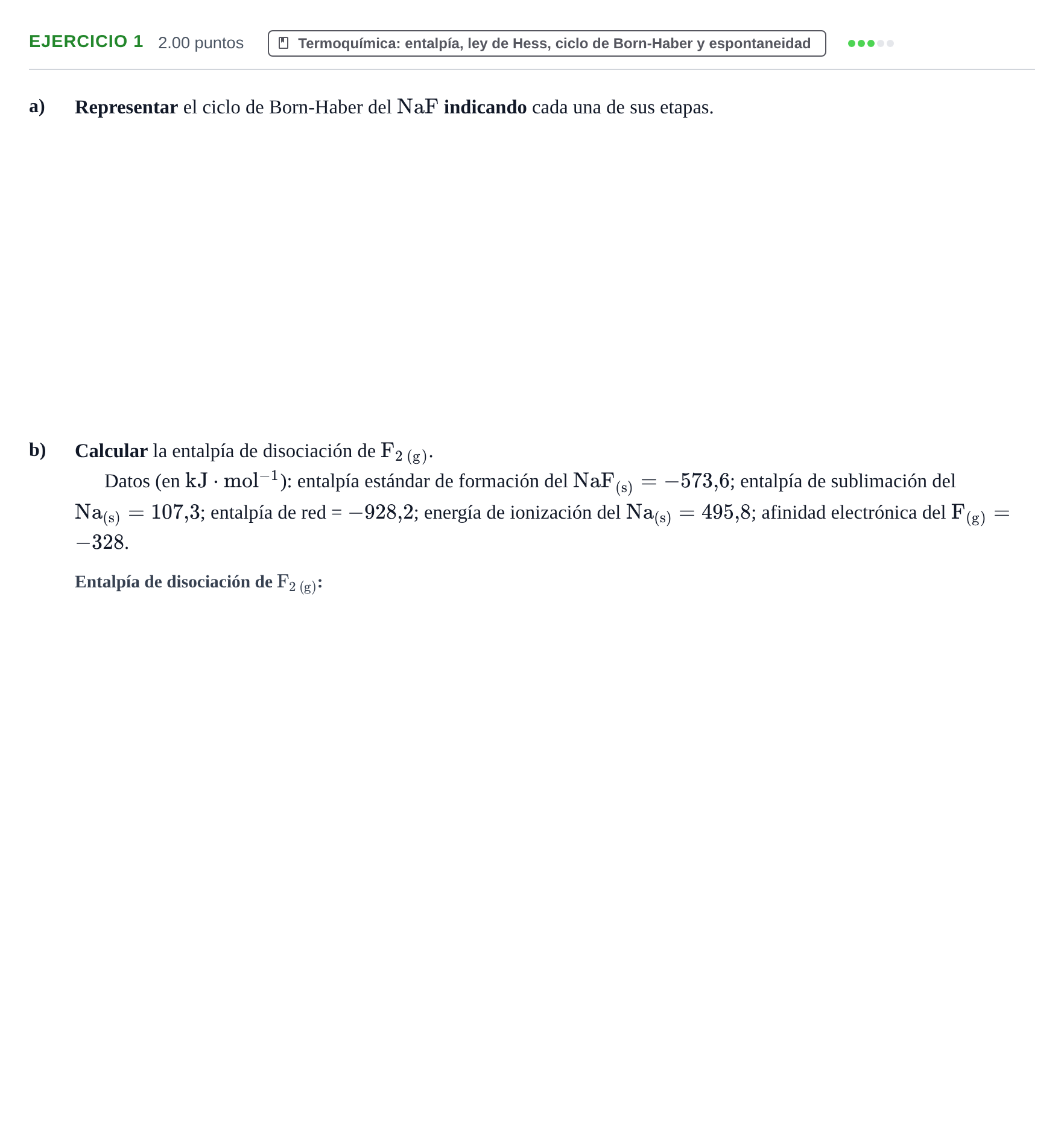Enunciado: Problema 1 · Química PAU Extremadura Extraordinaria 2021