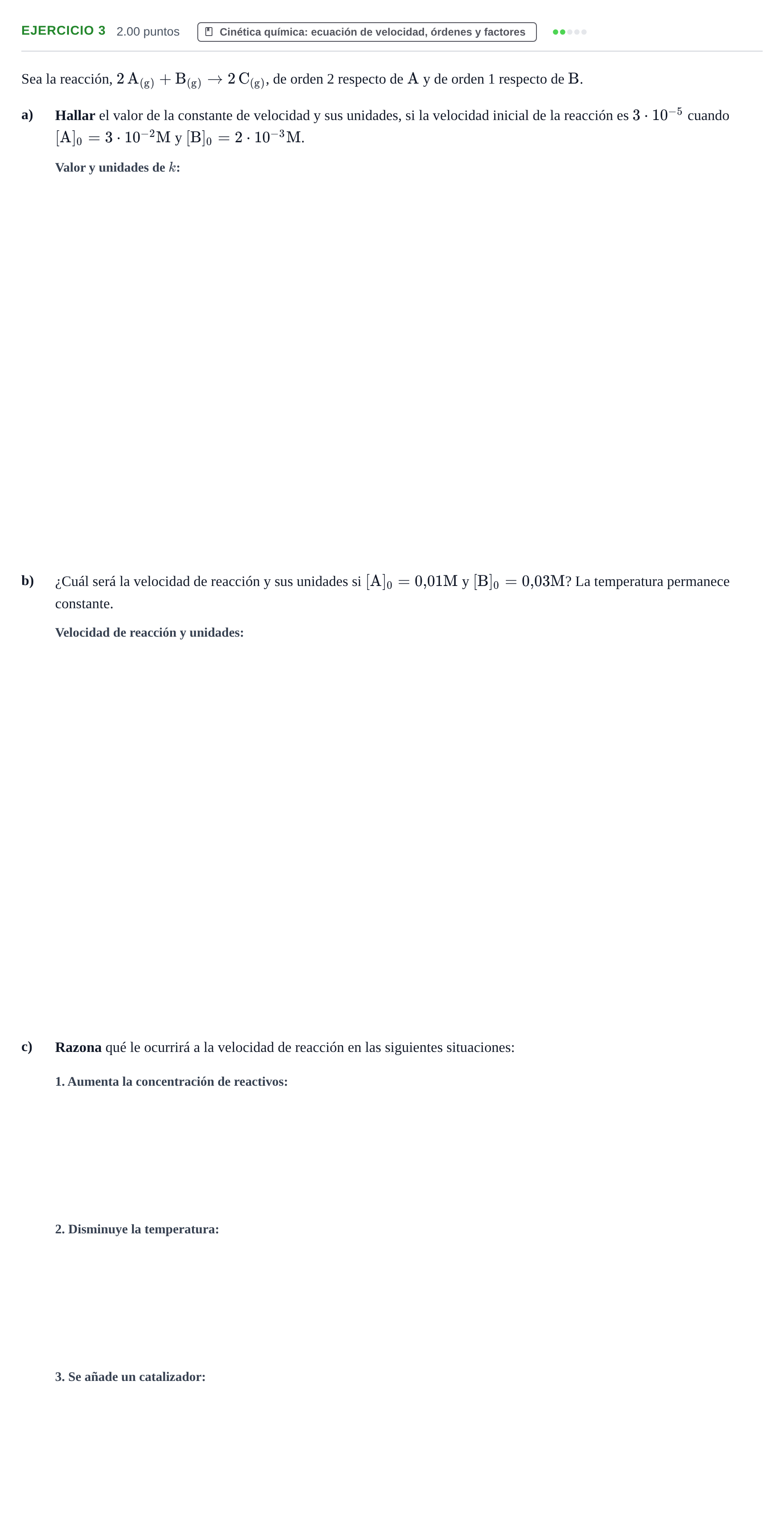 Enunciado: Problema 3 · Química PAU Extremadura Extraordinaria 2021