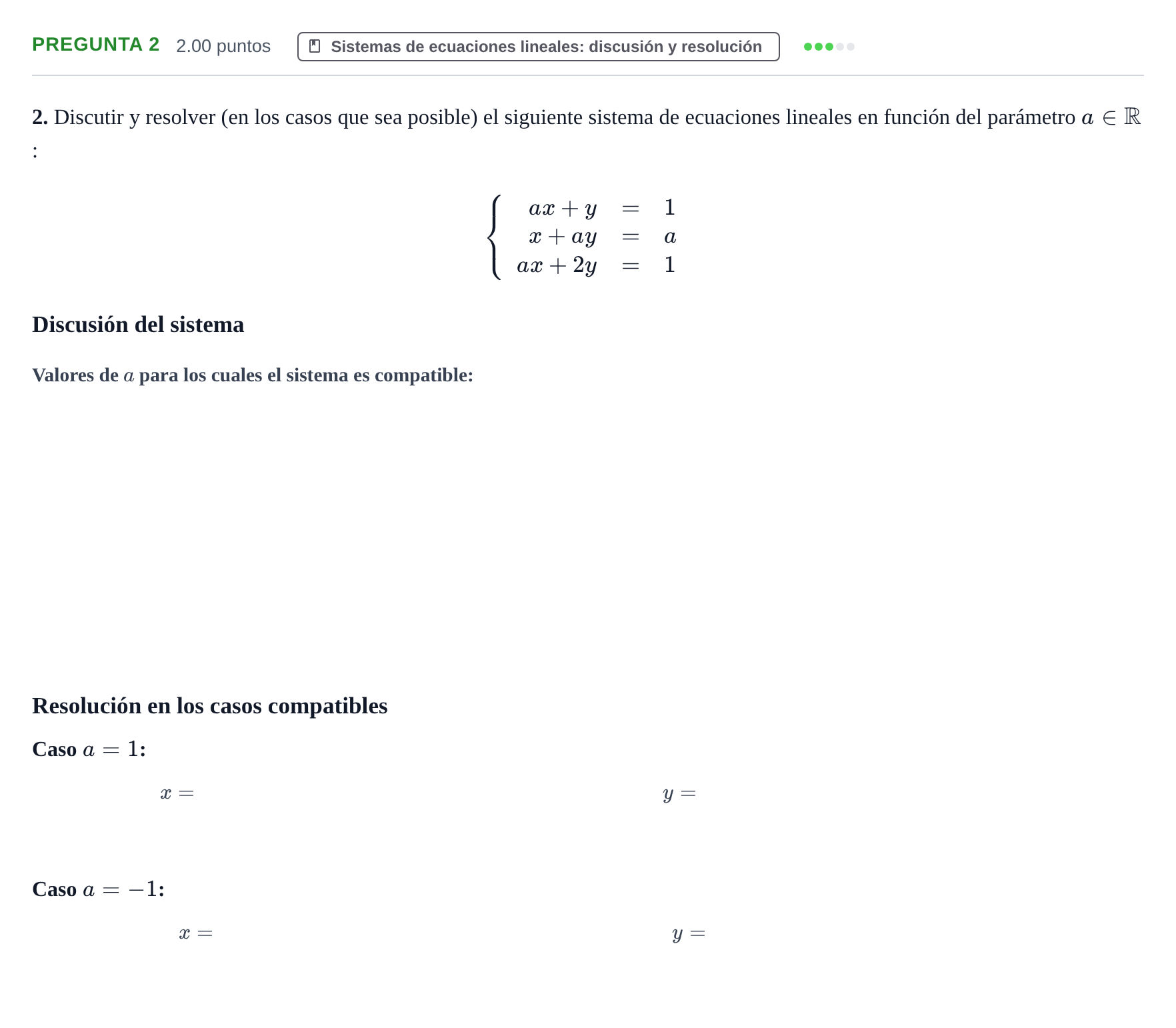 Enunciado: Pregunta 2 · Matemáticas II PAU Extremadura Extraordinaria 2021