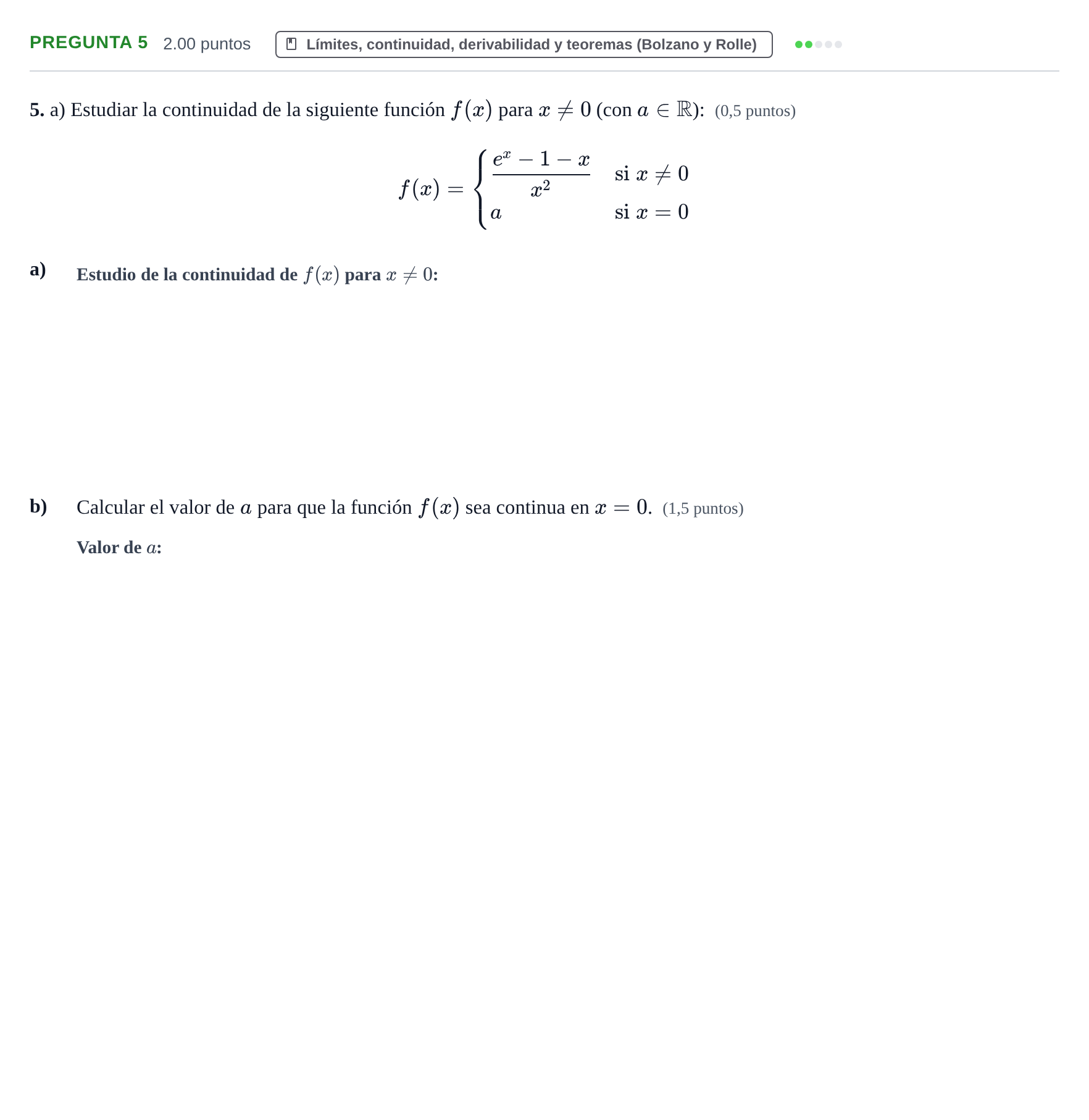 Enunciado: Pregunta 5 · Matemáticas II PAU Extremadura Extraordinaria 2021