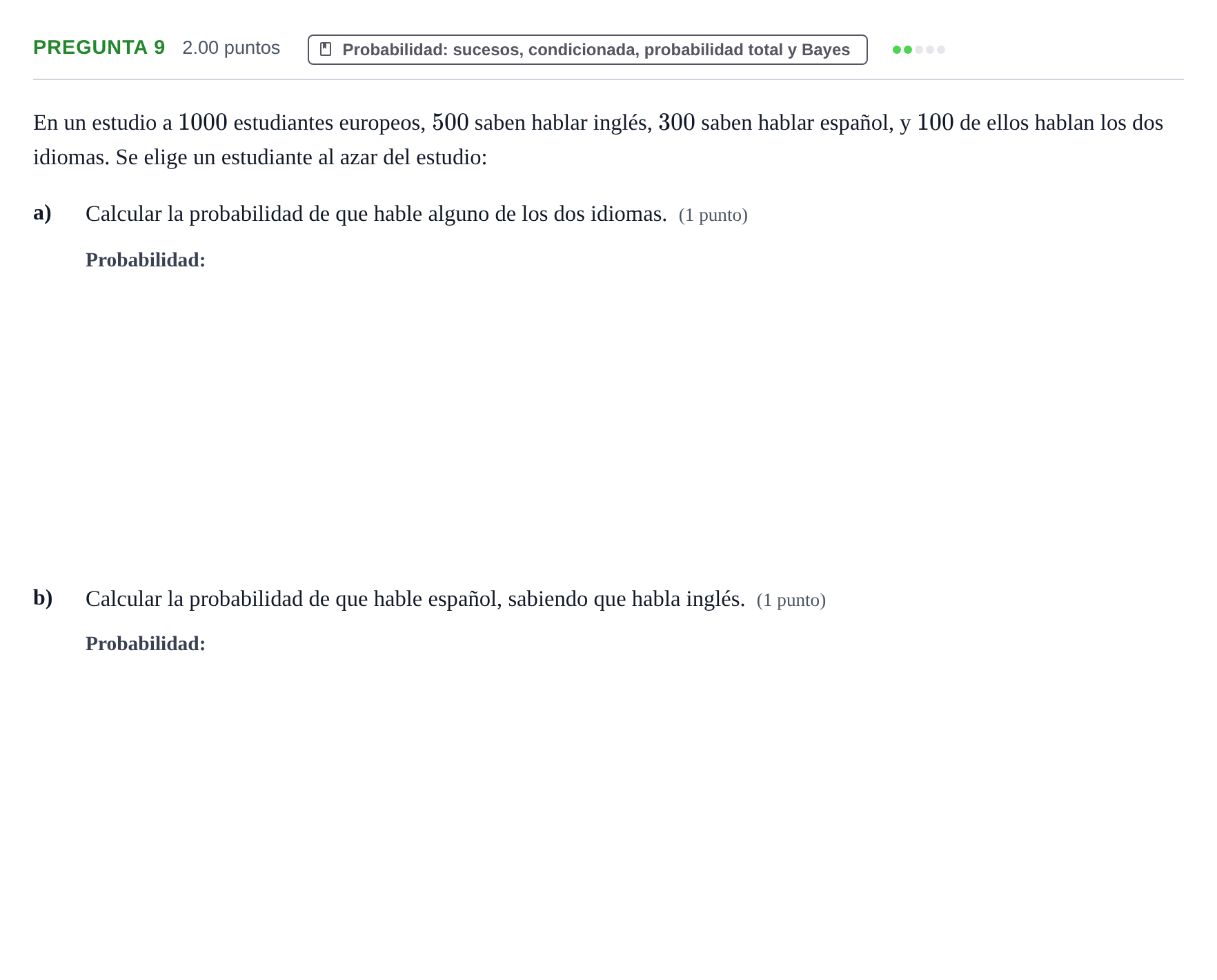 Enunciado: Pregunta 9 · Matemáticas II PAU Extremadura Extraordinaria 2021