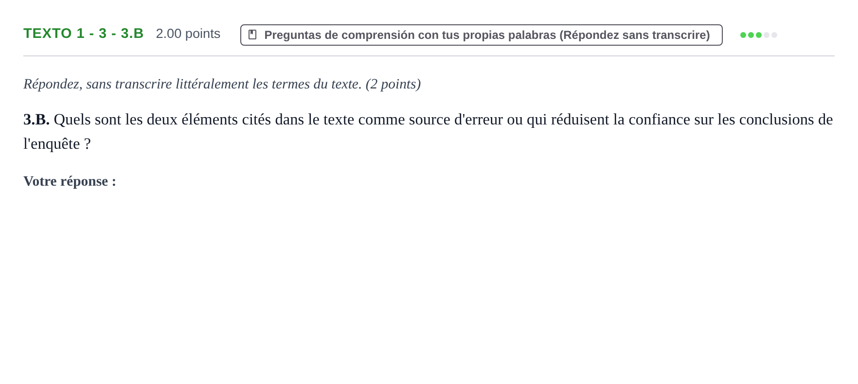 Enunciado: Ejercicio Texto 1 - 3 - 3.B · Francés PAU Asturias Extraordinaria (2ª lengua extranjera) 2022