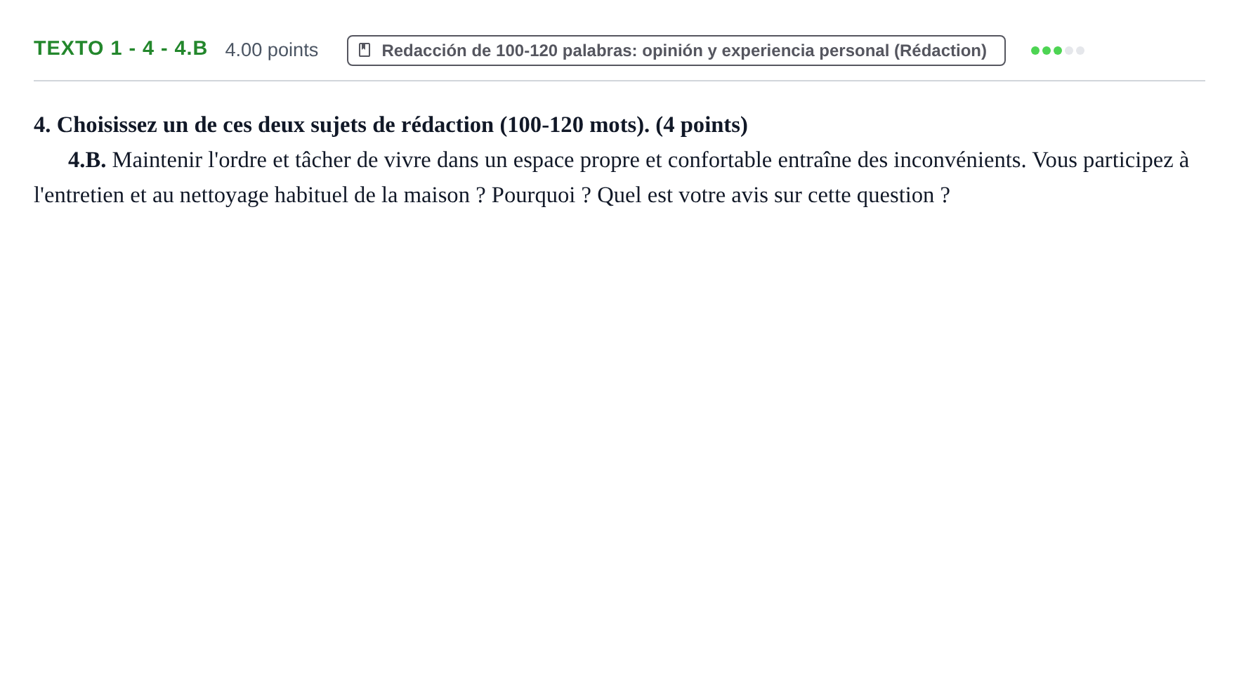 Enunciado: Ejercicio Texto 1 - 4 - 4.B · Francés PAU Asturias Extraordinaria (2ª lengua extranjera) 2022