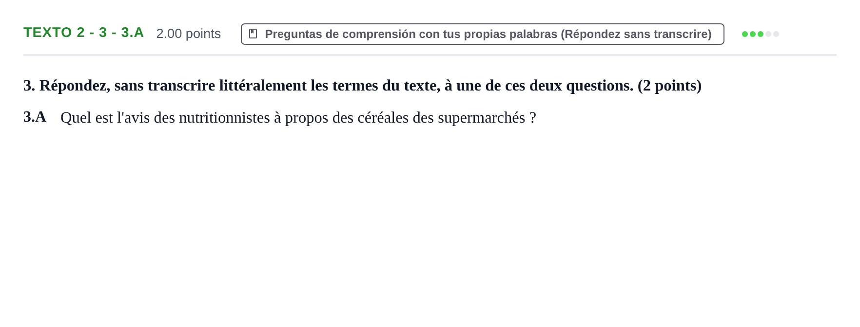 Enunciado: Ejercicio Texto 2 - 3 - 3.A · Francés PAU Asturias Extraordinaria (2ª lengua extranjera) 2022