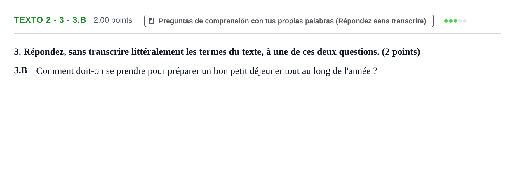 Enunciado: Ejercicio Texto 2 - 3 - 3.B · Francés PAU Asturias Extraordinaria (2ª lengua extranjera) 2022