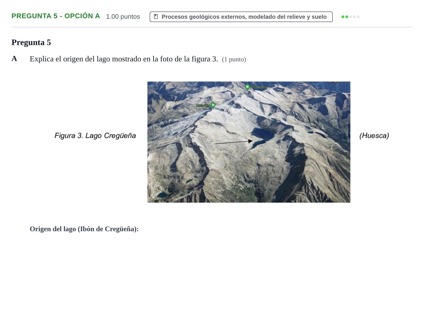 Enunciado: Pregunta 5 - Opción A · Geología y Ciencias Ambientales PAU Asturias Extraordinaria 2022