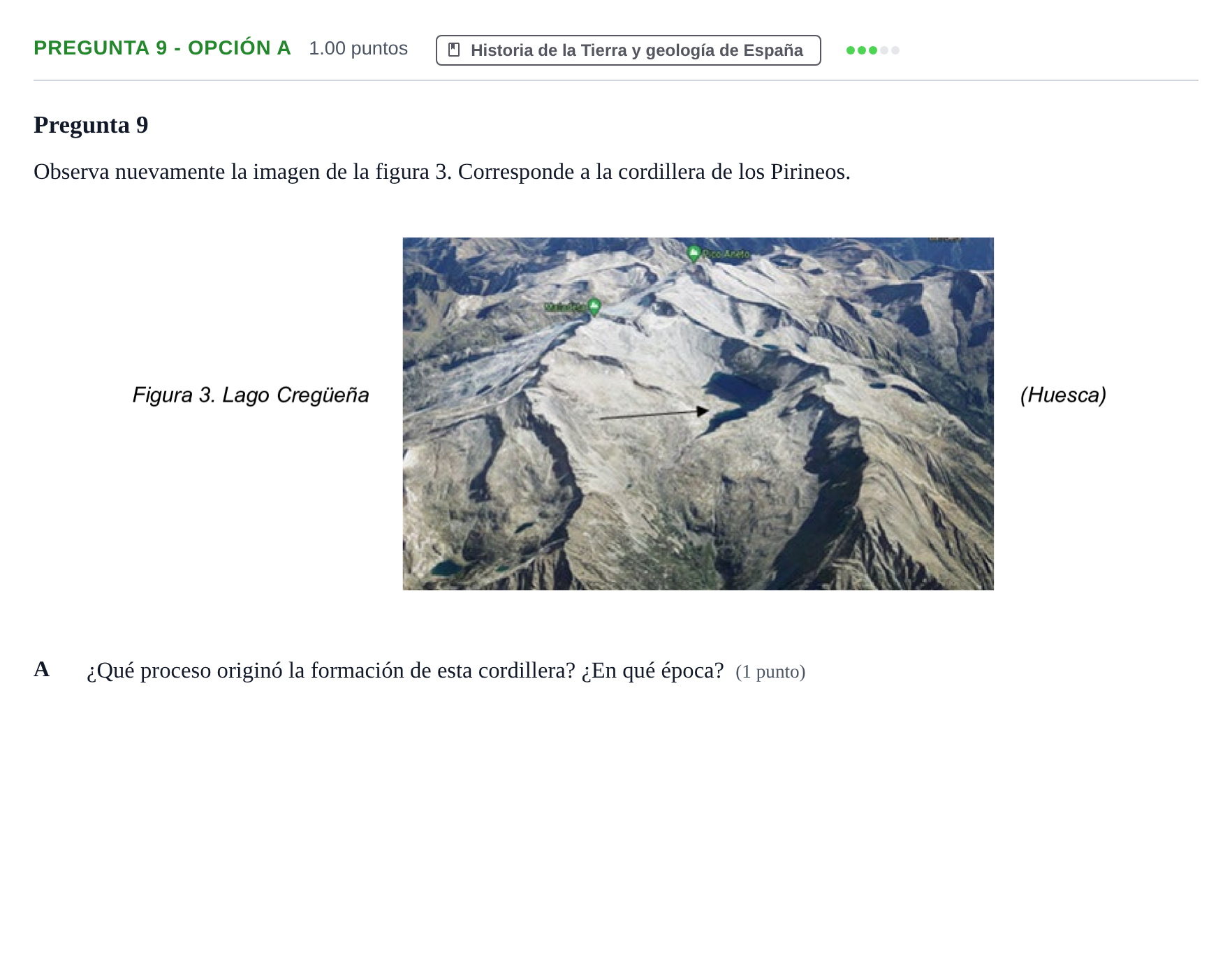 Enunciado: Pregunta 9 - Opción A · Geología y Ciencias Ambientales PAU Asturias Extraordinaria 2022