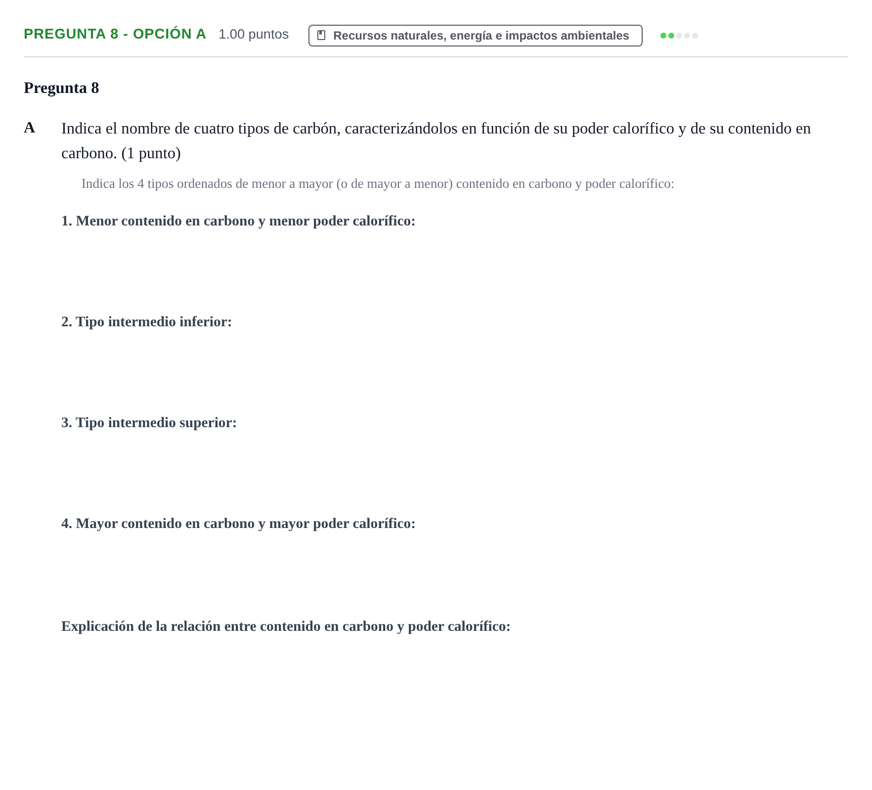 Enunciado: Pregunta 8 - Opción A · Geología y Ciencias Ambientales PAU Asturias Ordinaria 2022