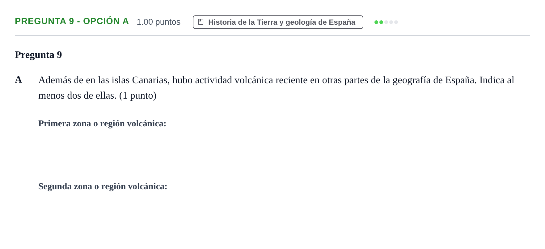 Enunciado: Pregunta 9 - Opción A · Geología y Ciencias Ambientales PAU Asturias Ordinaria 2022