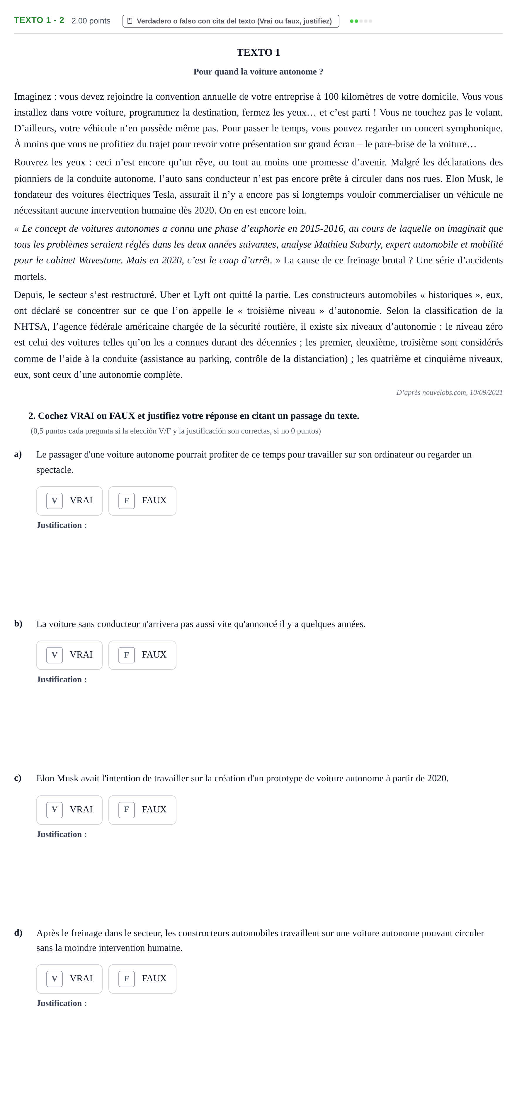 Enunciado: Ejercicio Texto 1 - 2 · Francés PAU Asturias Ordinaria 2022