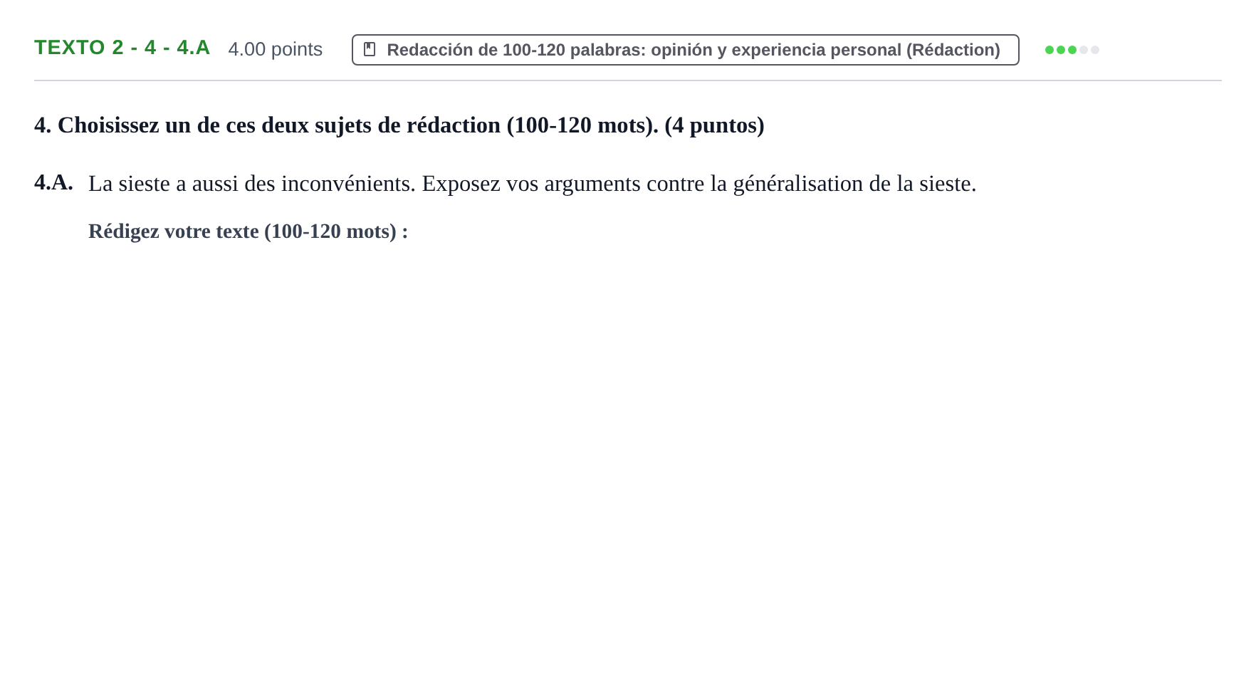 Enunciado: Ejercicio Texto 2 - 4 - 4.A · Francés PAU Asturias Ordinaria 2022