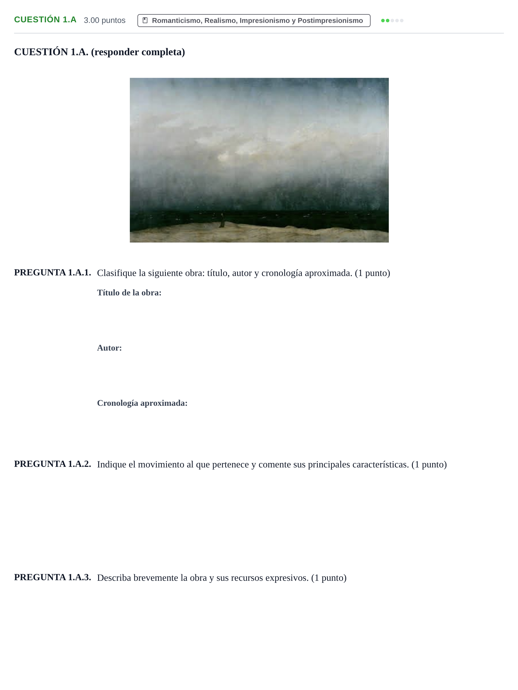 Enunciado: Cuestión 1.A · Fundamentos Artísticos PAU Asturias Ordinaria 2022