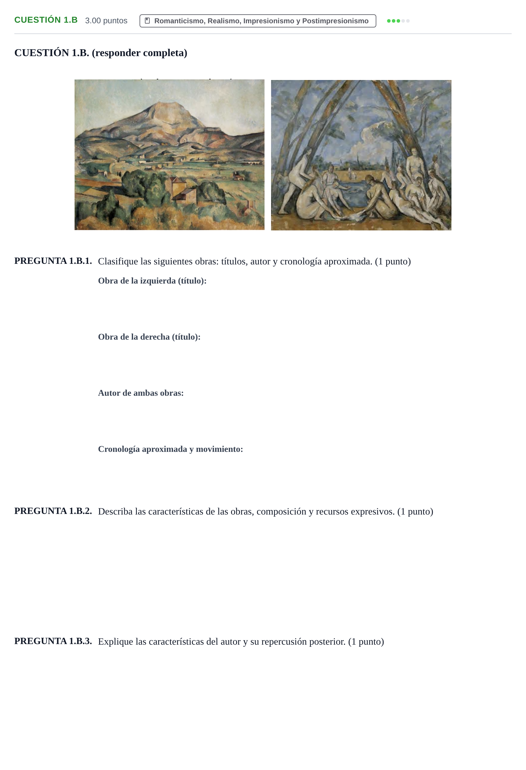 Enunciado: Cuestión 1.B · Fundamentos Artísticos PAU Asturias Ordinaria 2022