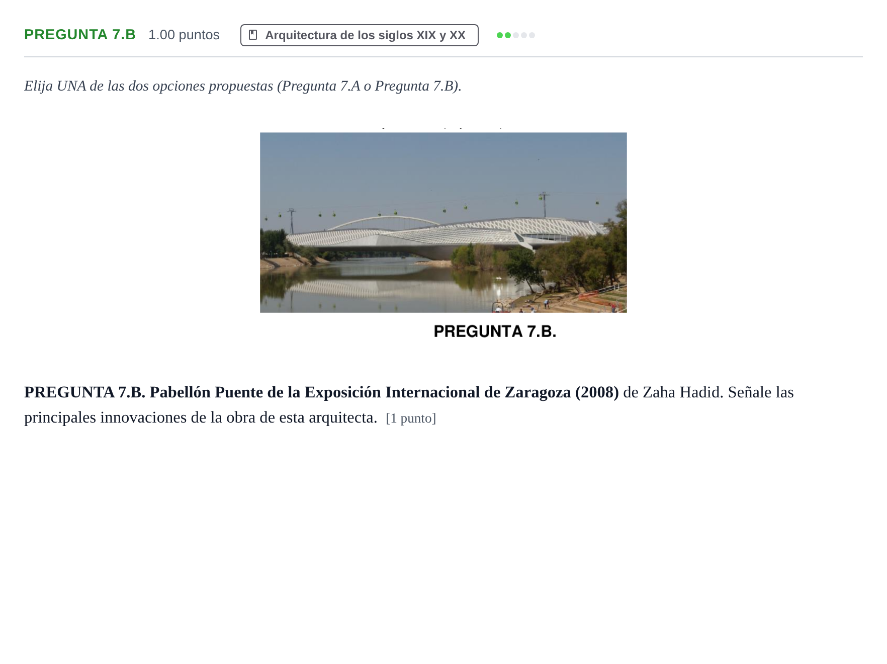 Enunciado: Pregunta 7.B · Fundamentos Artísticos PAU Asturias Ordinaria 2022