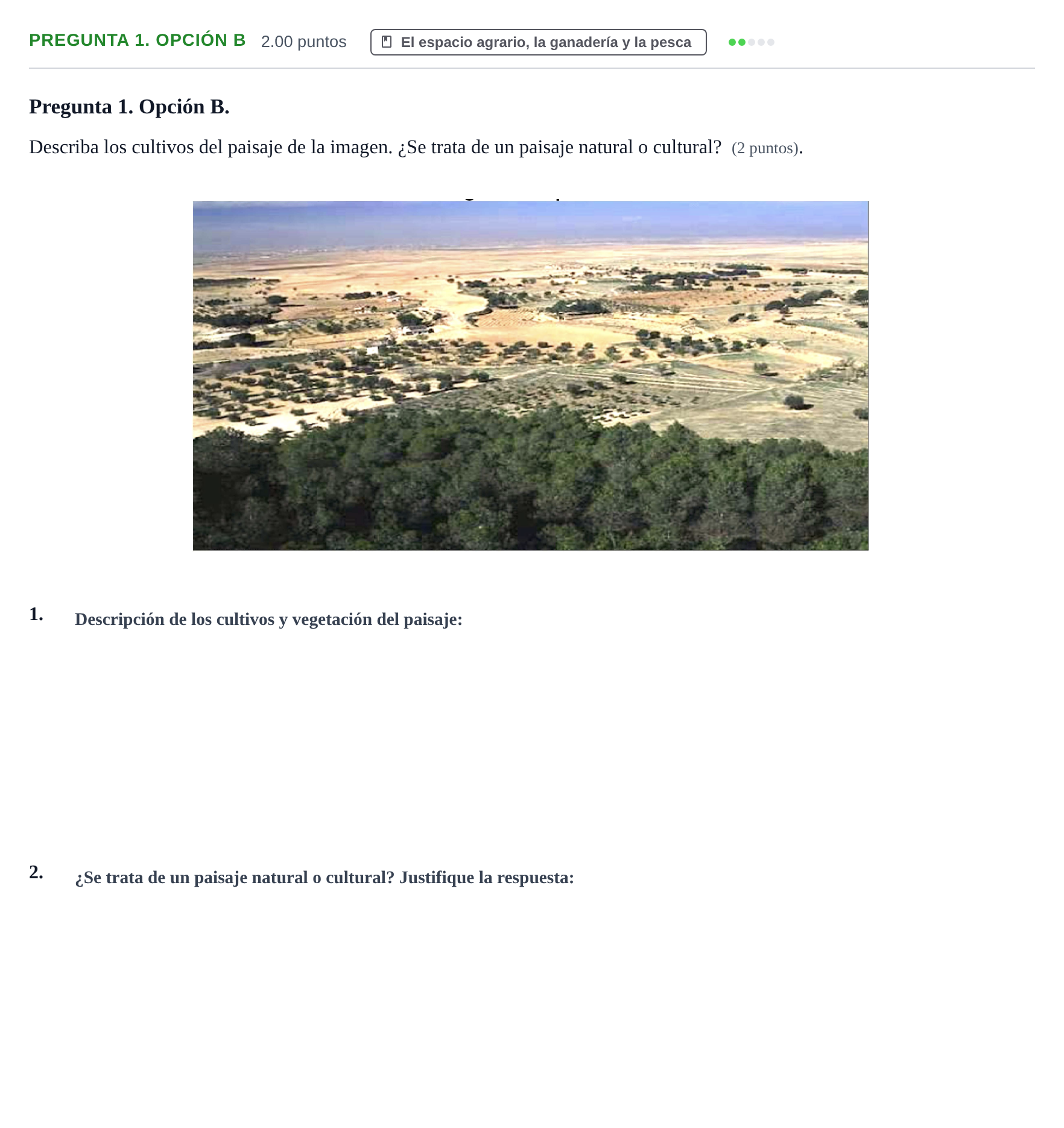 Enunciado: Pregunta 1. Opción B · Geografía PAU Asturias Extraordinaria 2022