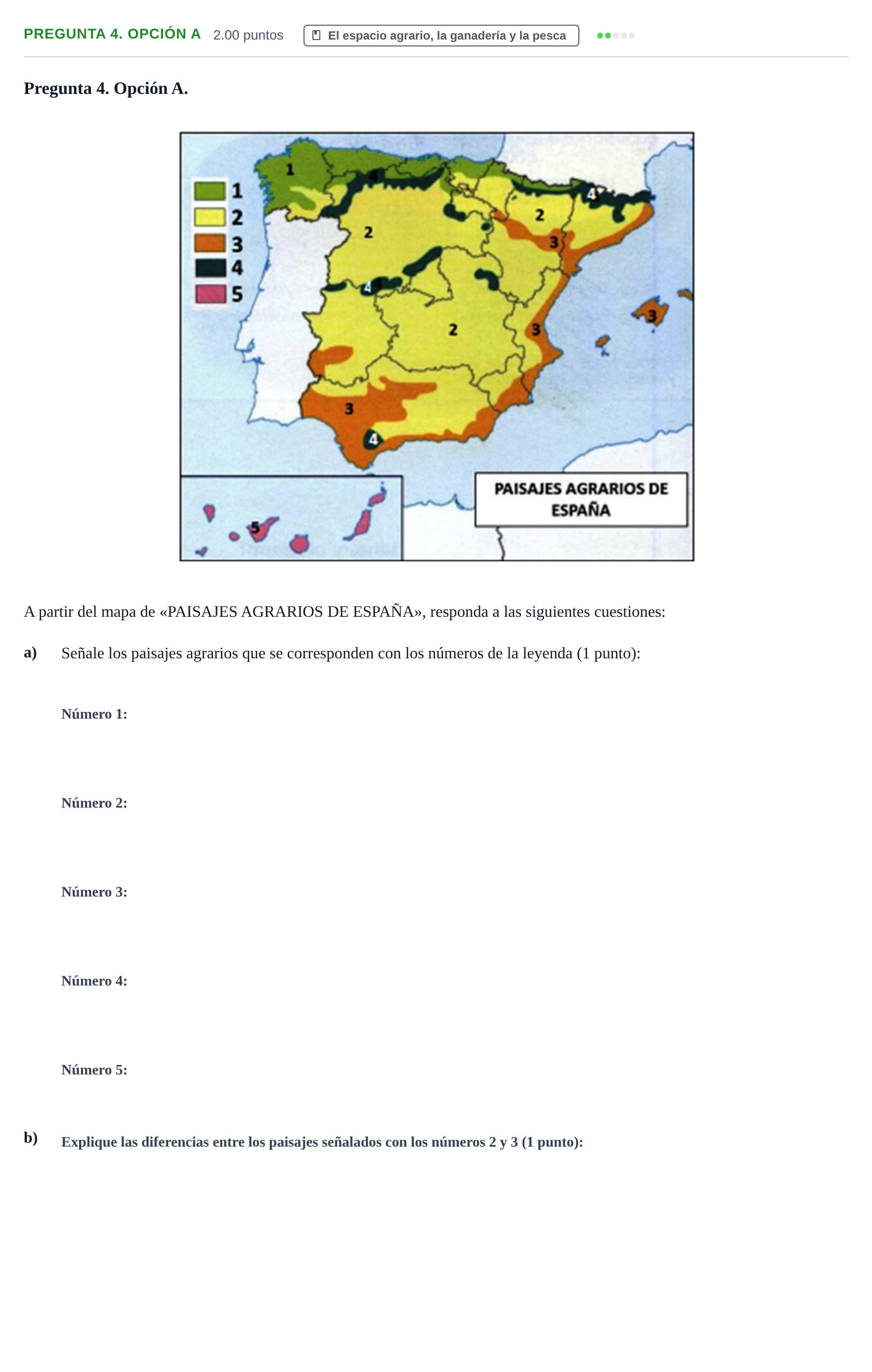 Enunciado: Pregunta 4. Opción A · Geografía PAU Asturias Extraordinaria 2022