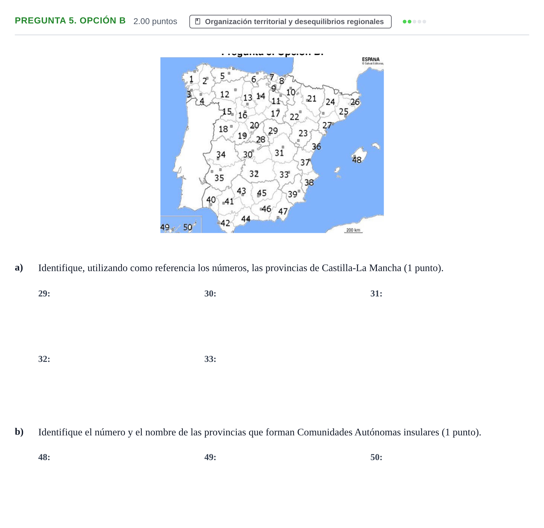 Enunciado: Pregunta 5. Opción B · Geografía PAU Asturias Extraordinaria 2022