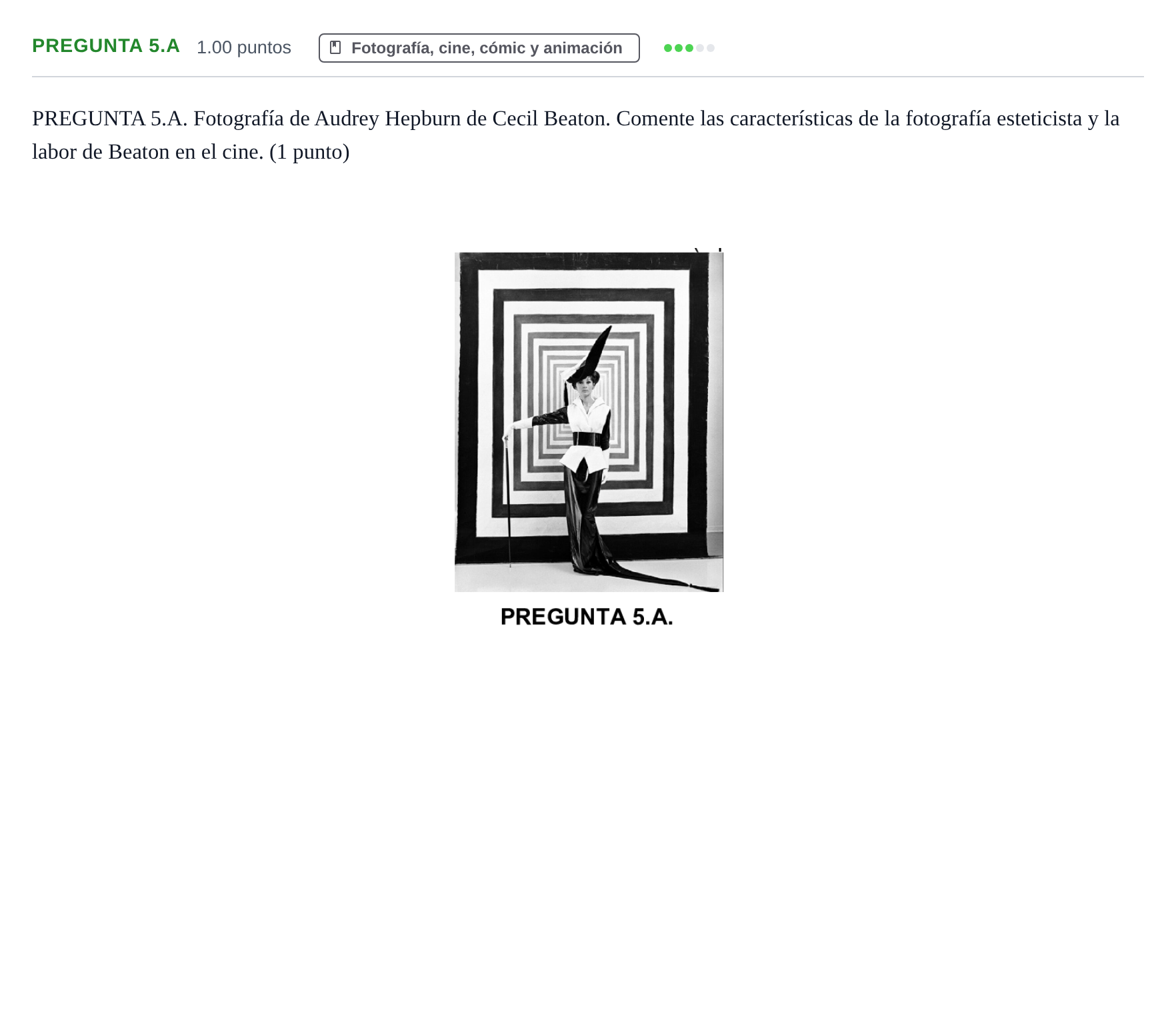 Enunciado: Pregunta 5.A · Fundamentos Artísticos PAU Asturias Extraordinaria 2022