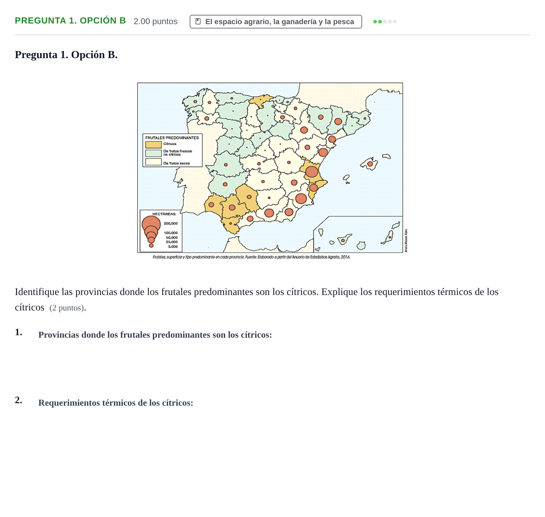 Enunciado: Pregunta 1. Opción B · Geografía PAU Asturias Ordinaria 2022