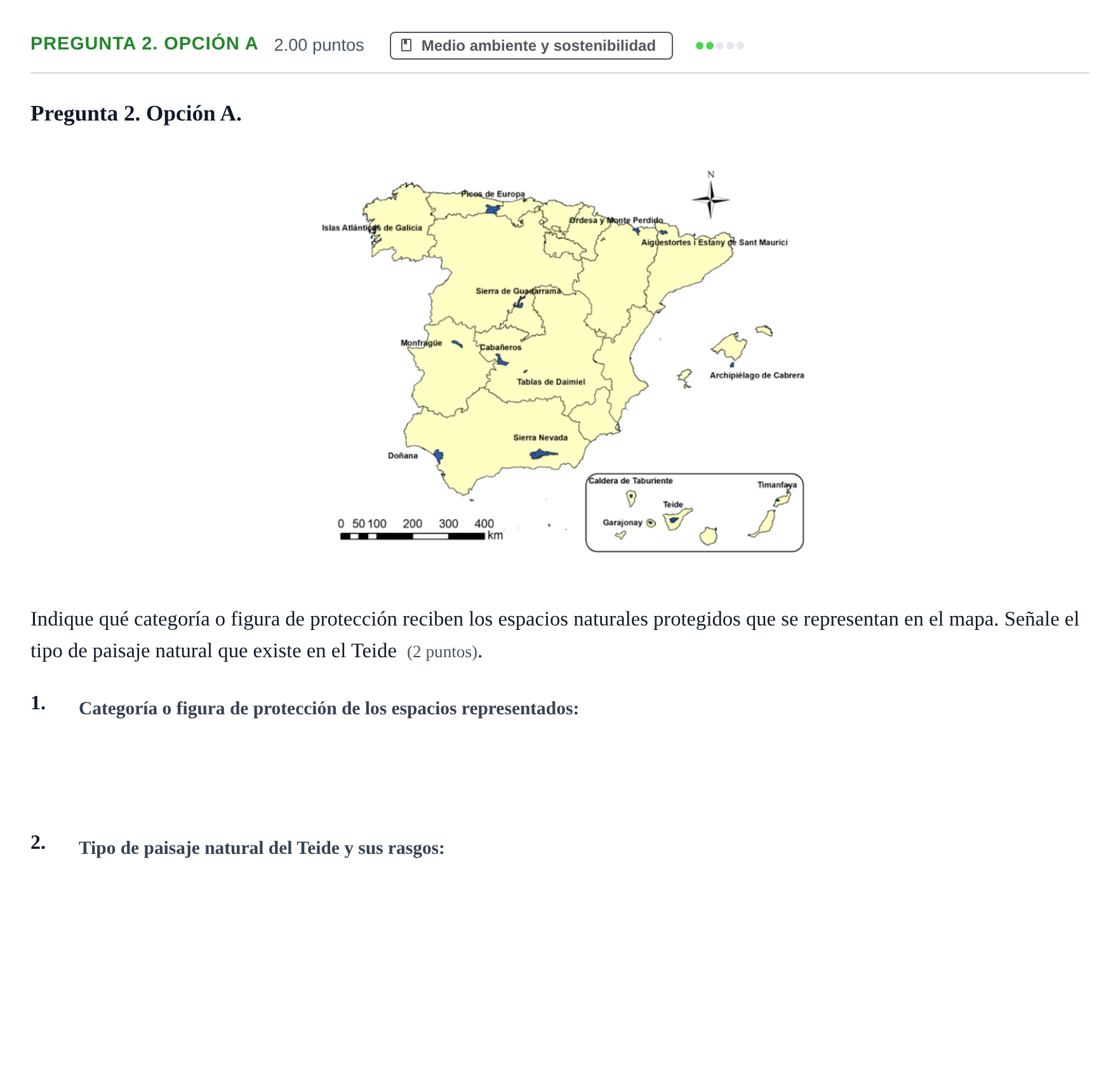 Enunciado: Pregunta 2. Opción A · Geografía PAU Asturias Ordinaria 2022