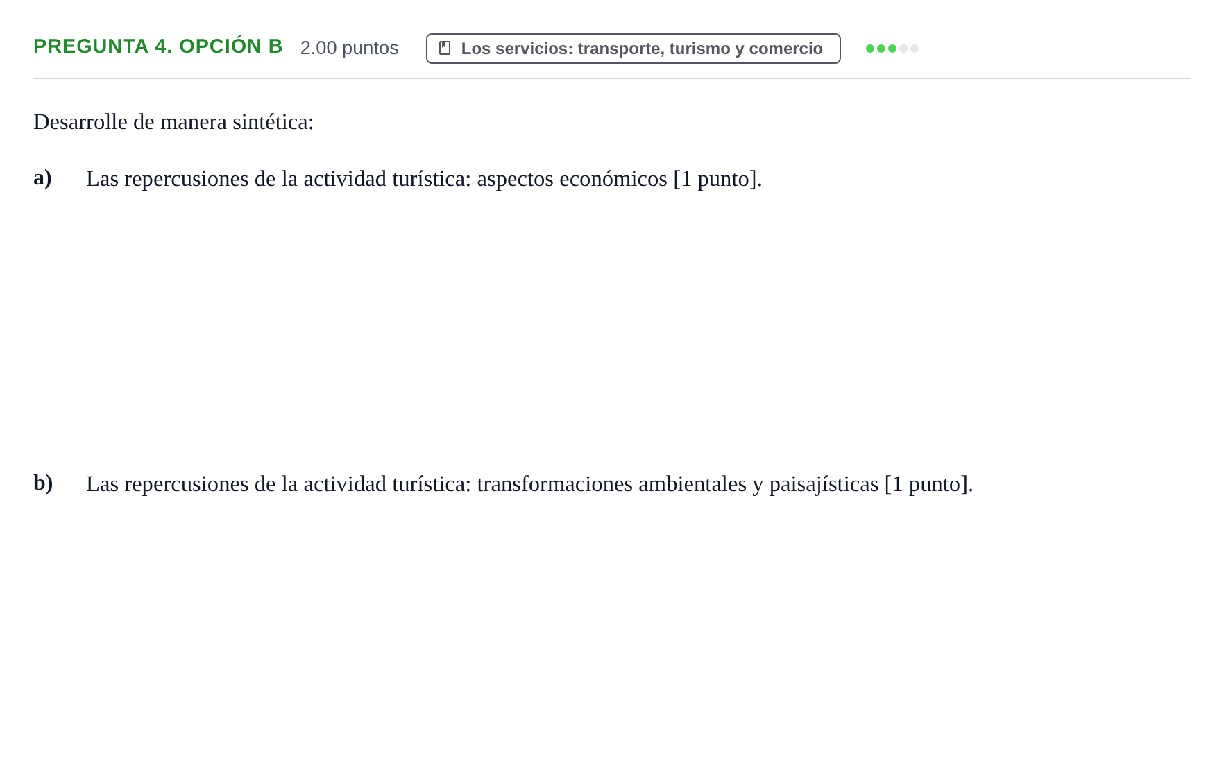 Enunciado: Pregunta 4. Opción B · Geografía PAU Asturias Ordinaria 2022