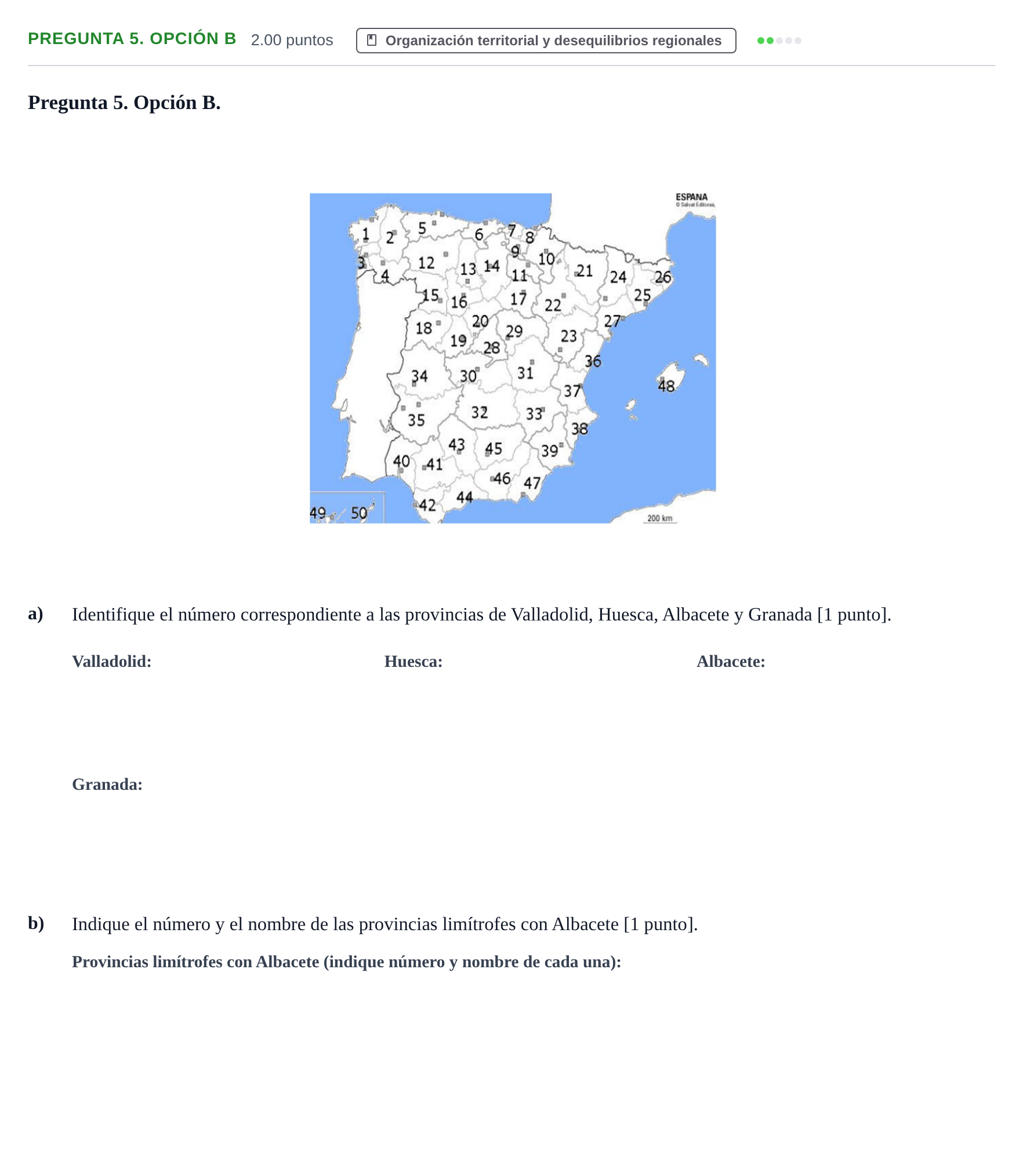 Enunciado: Pregunta 5. Opción B · Geografía PAU Asturias Ordinaria 2022