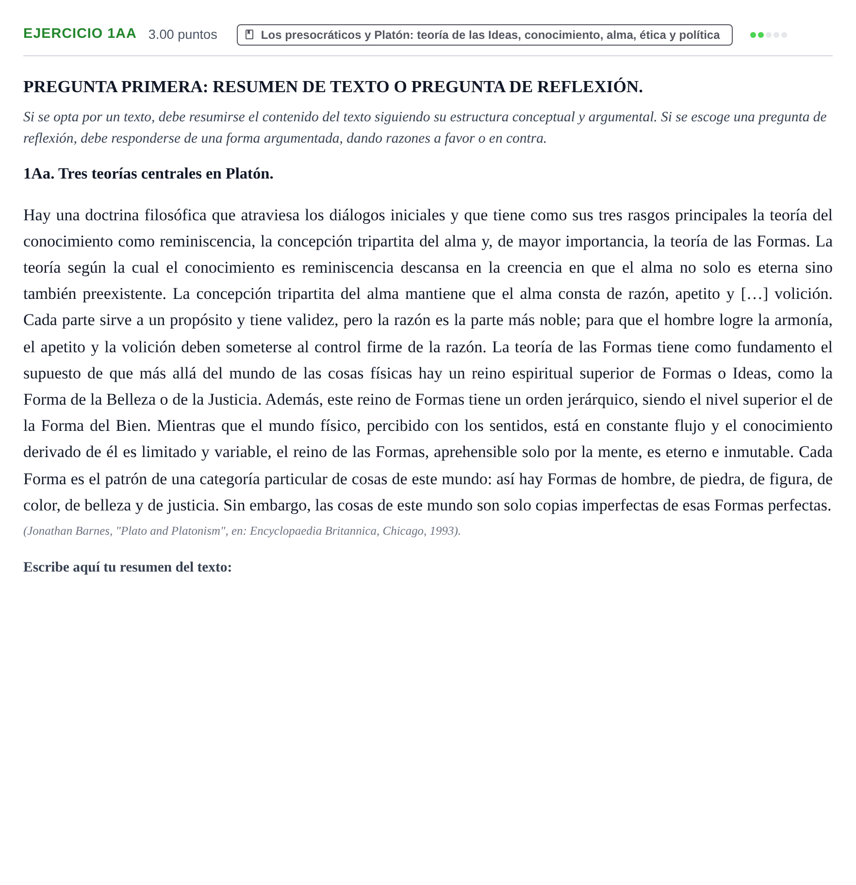 Enunciado: Ejercicio 1Aa · Historia de la Filosofía PAU Asturias Extraordinaria 2022