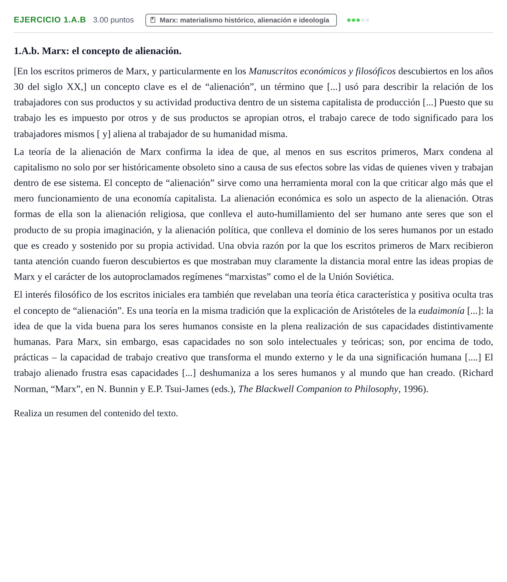 Enunciado: Ejercicio 1.A.b · Historia de la Filosofía PAU Asturias Ordinaria 2022