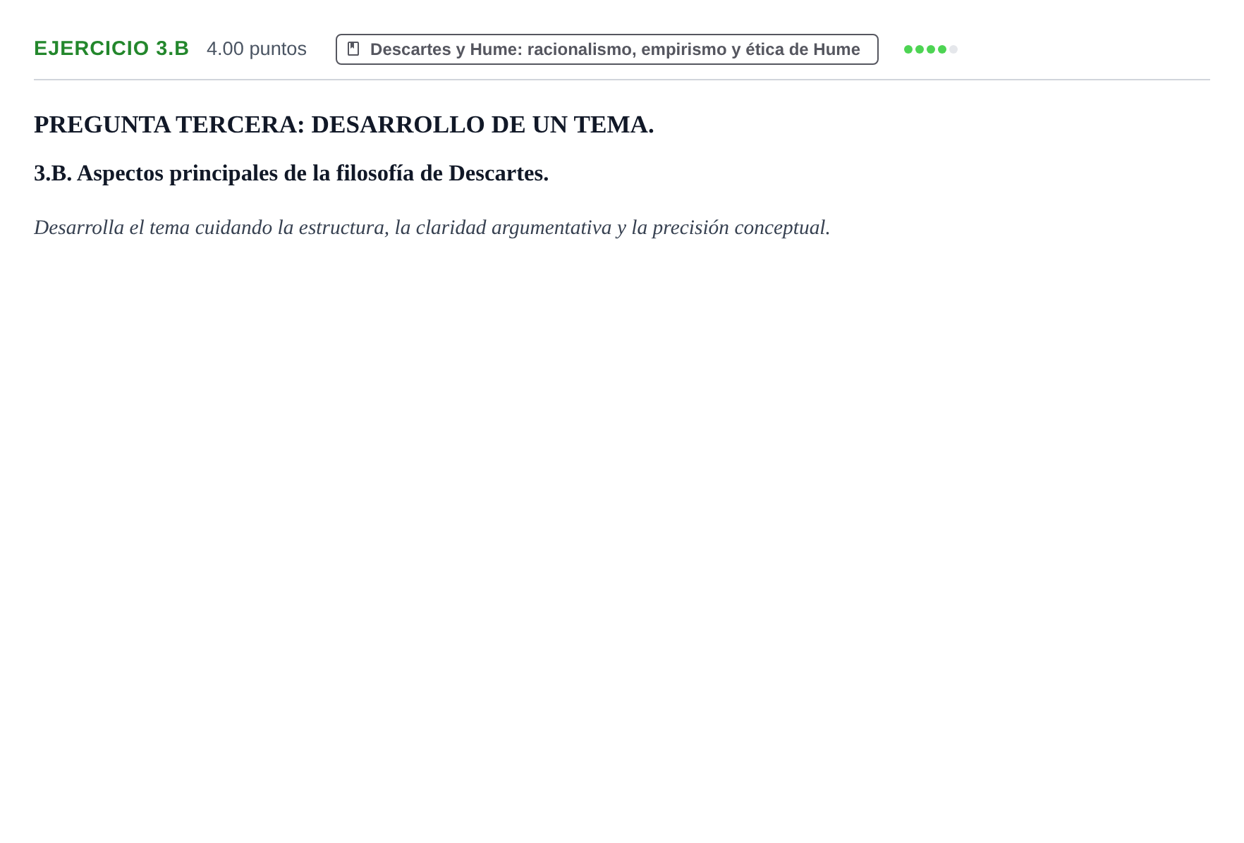 Enunciado: Ejercicio 3.B · Historia de la Filosofía PAU Asturias Ordinaria 2022