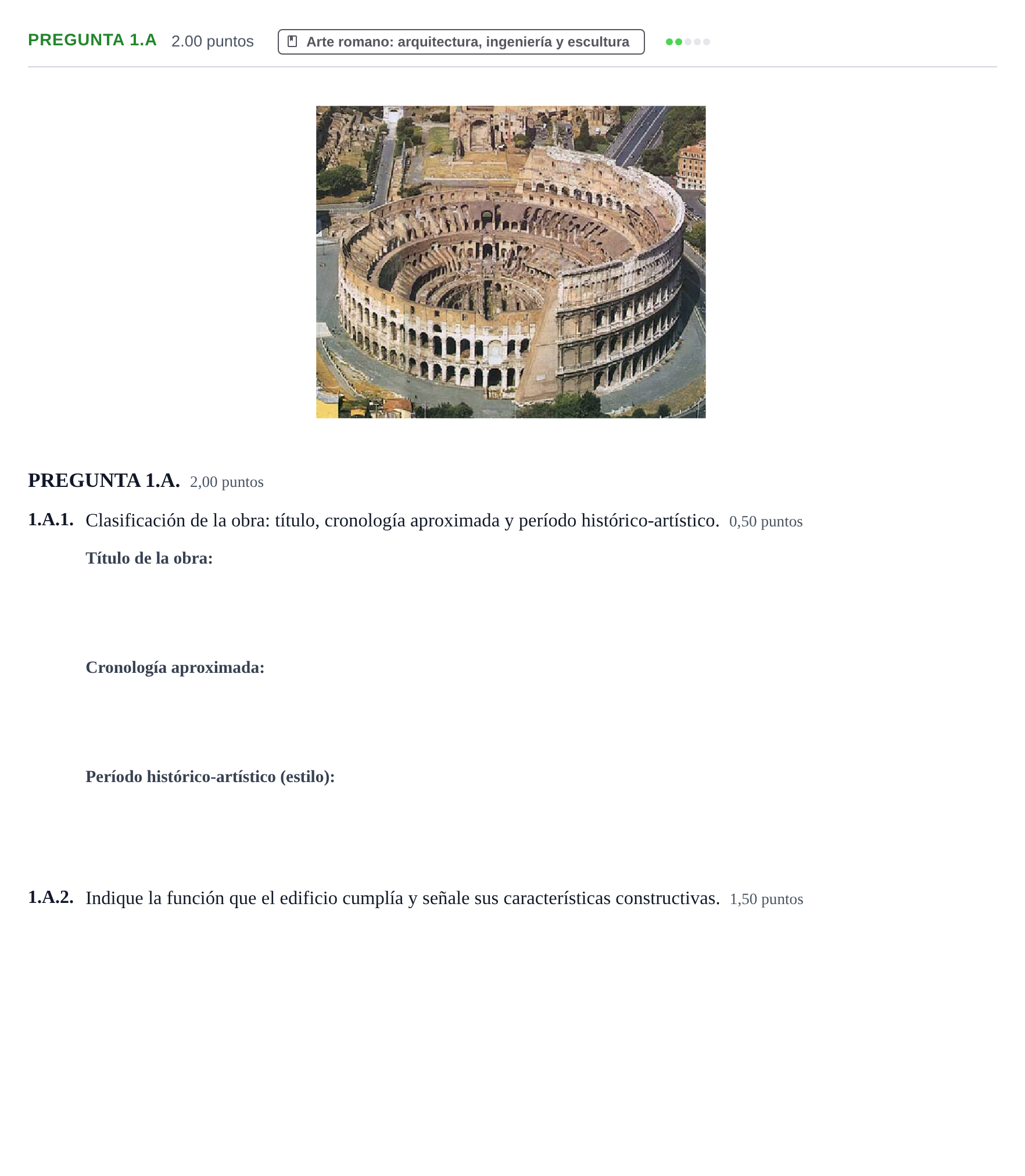 Enunciado: PREGUNTA 1.A · Historia del Arte PAU Asturias Extraordinaria 2022