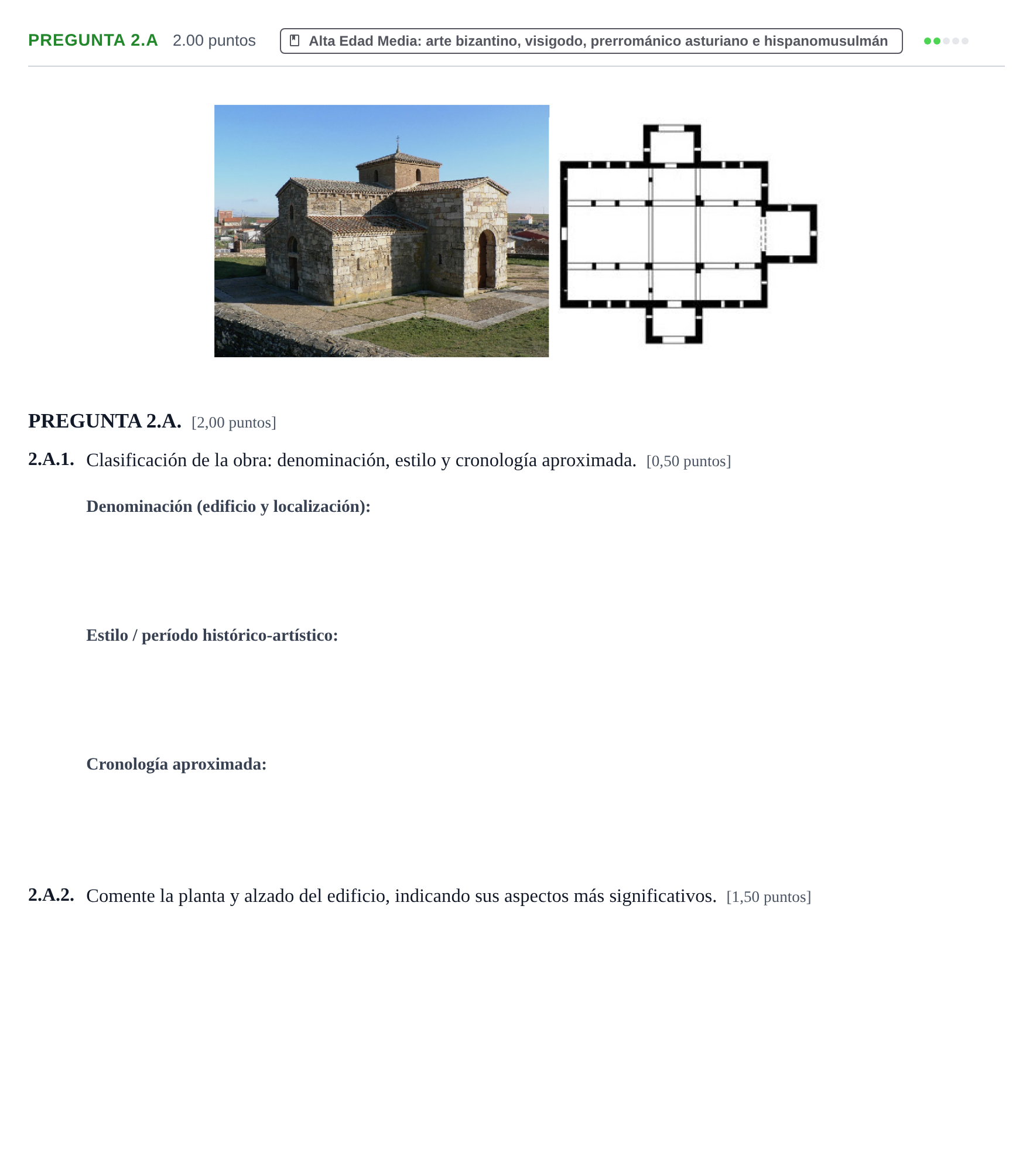Enunciado: PREGUNTA 2.A · Historia del Arte PAU Asturias Extraordinaria 2022