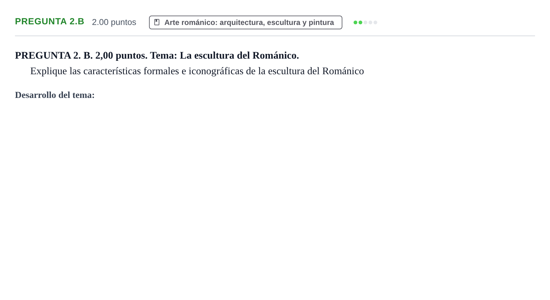 Enunciado: PREGUNTA 2.B · Historia del Arte PAU Asturias Extraordinaria 2022