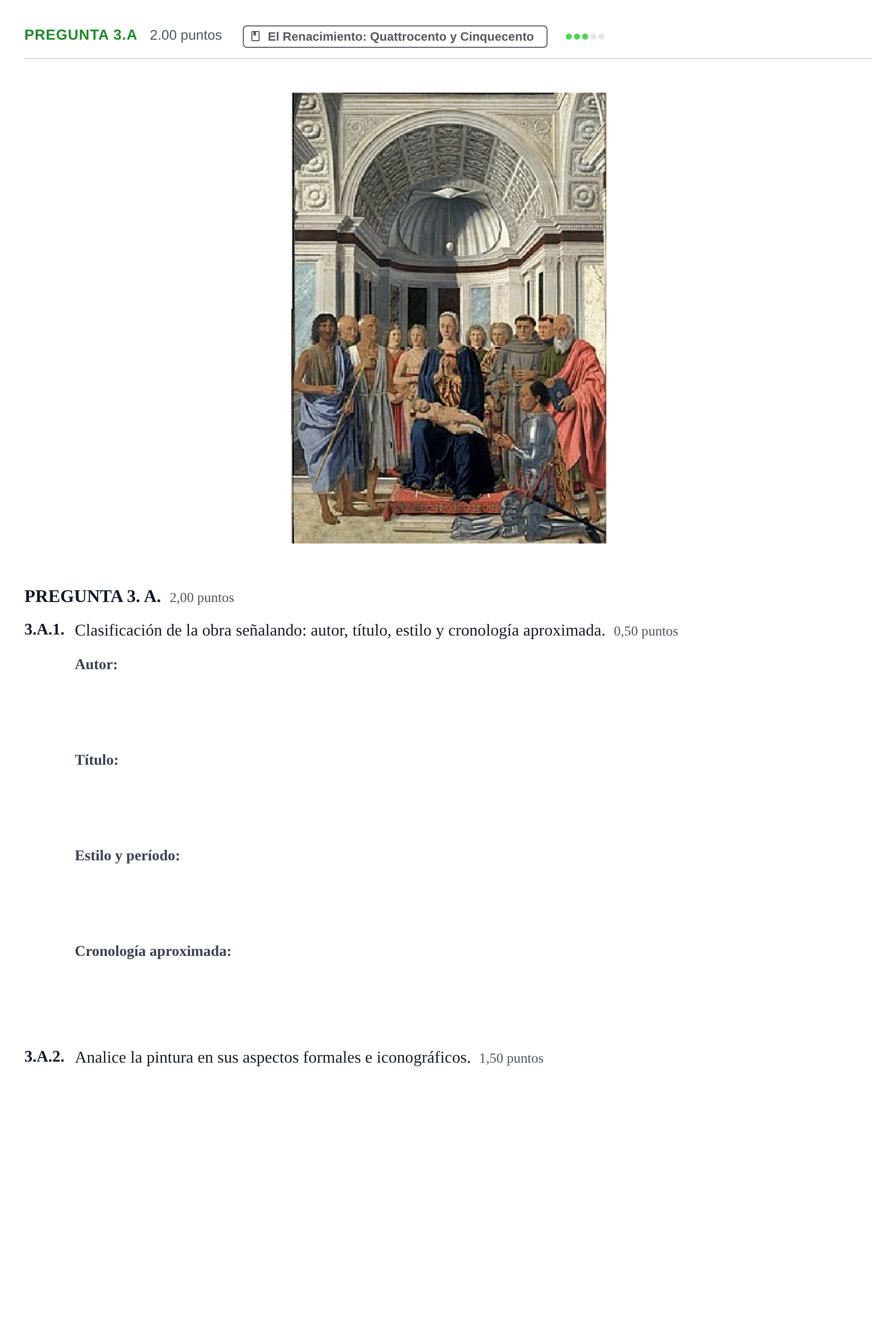 Enunciado: PREGUNTA 3.A · Historia del Arte PAU Asturias Extraordinaria 2022
