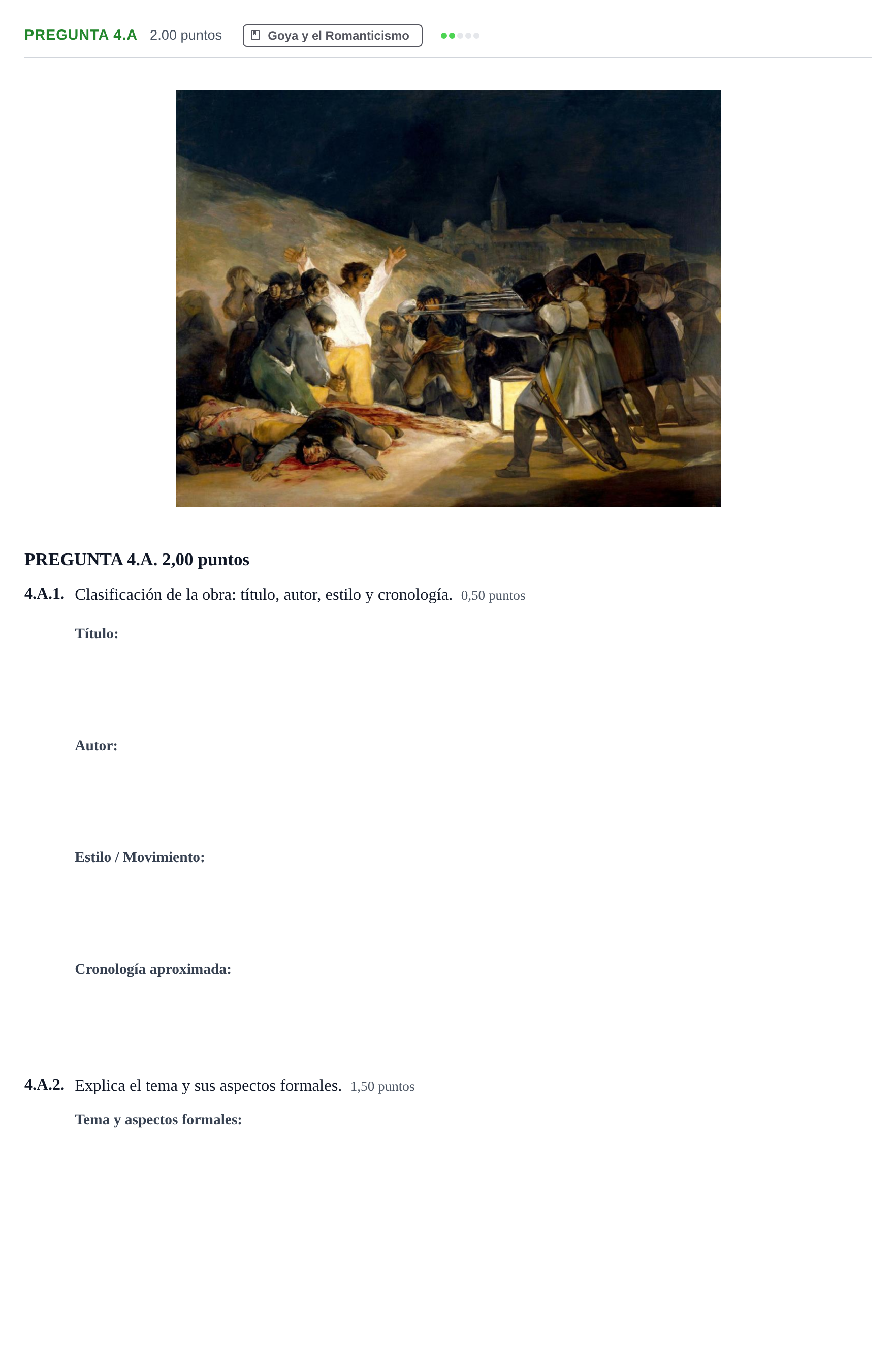 Enunciado: PREGUNTA 4.A · Historia del Arte PAU Asturias Ordinaria 2022
