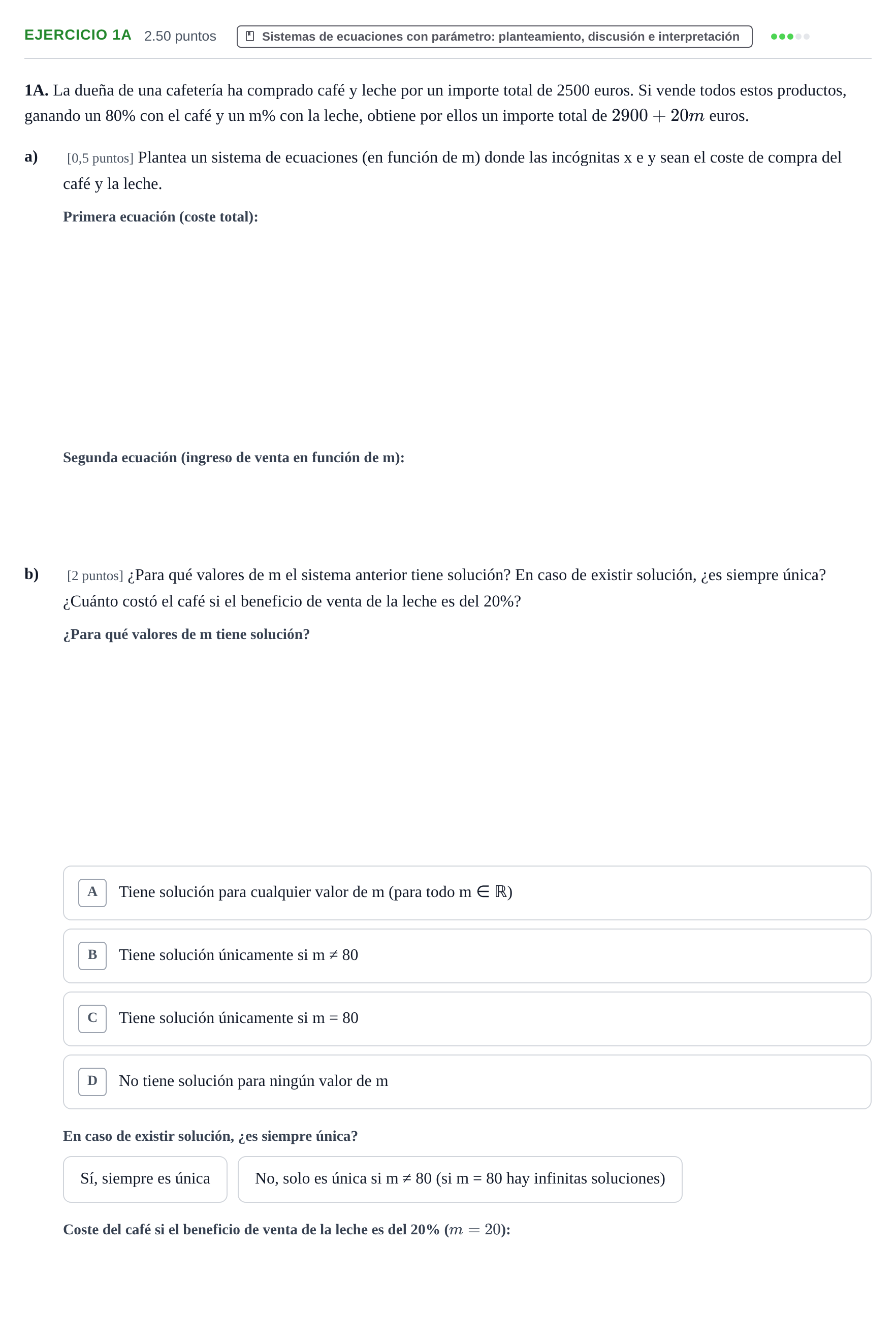 Enunciado: Ejercicio 1A · Matemáticas aplicadas a las Ciencias Sociales II PAU Asturias Extraordinaria 2022