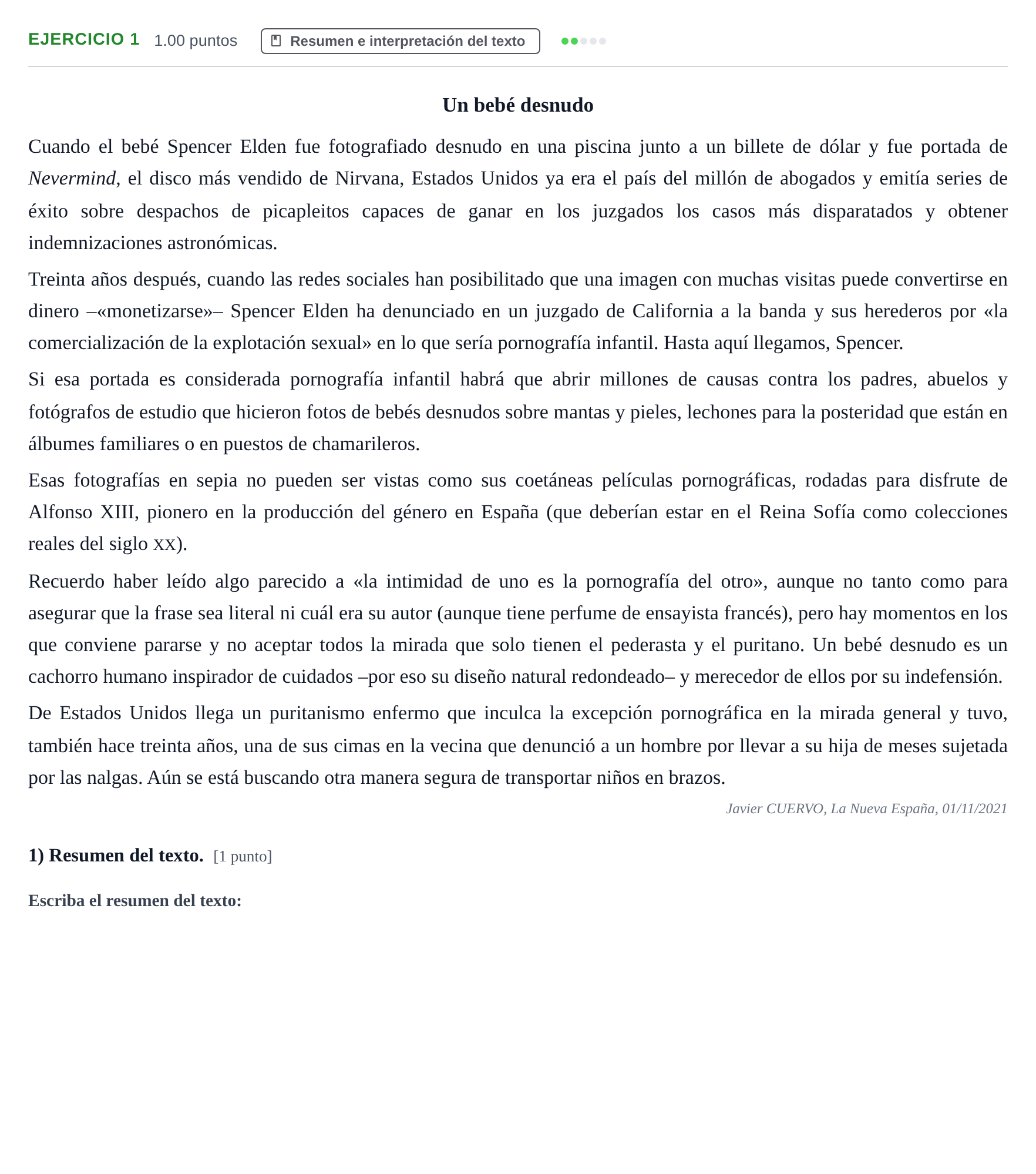 Enunciado: Problema 1 · Lengua Castellana y Literatura II PAU Asturias Extraordinaria 2022