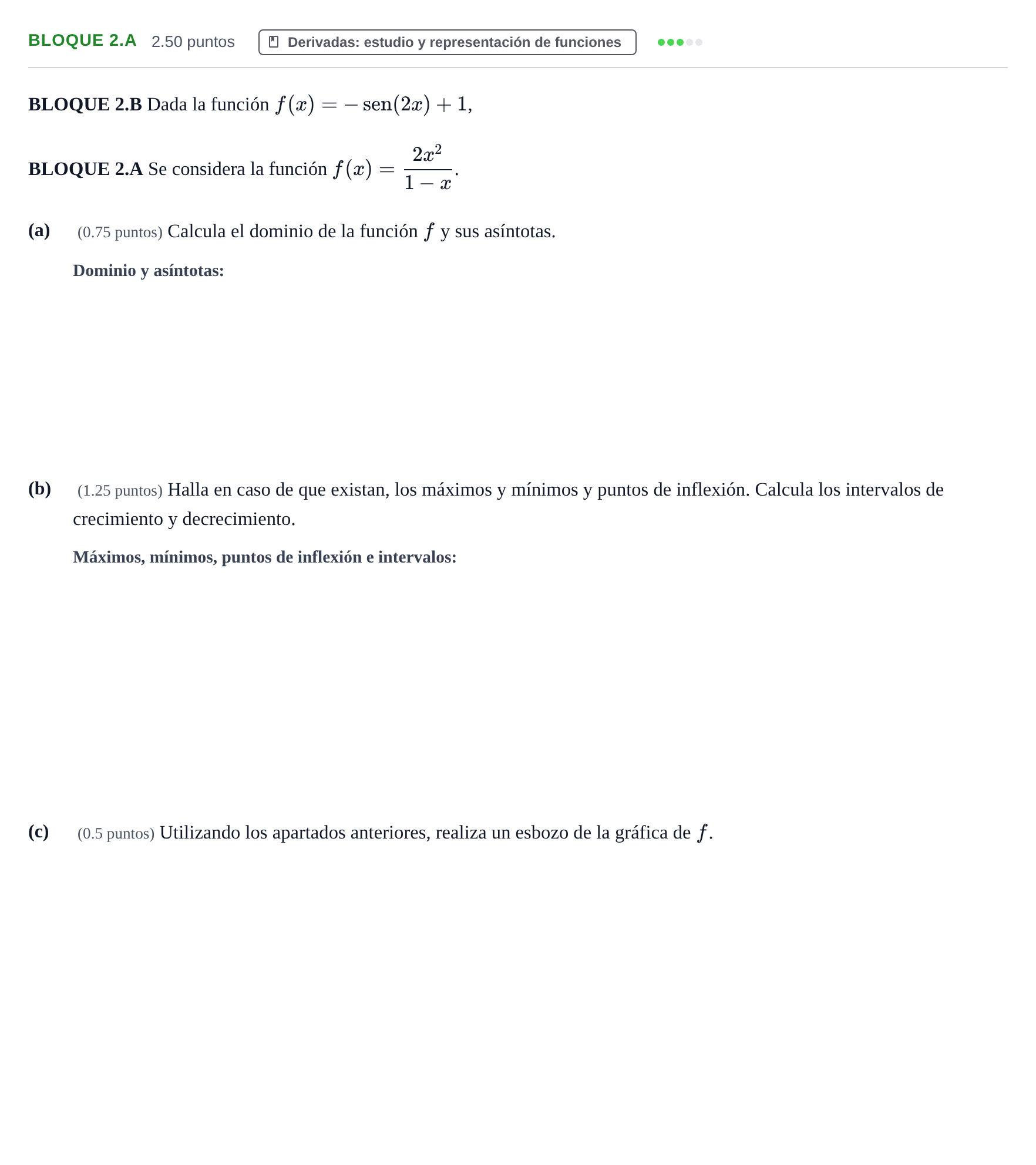 Enunciado: Bloque 2.A · Matemáticas II PAU Asturias Extraordinaria 2022