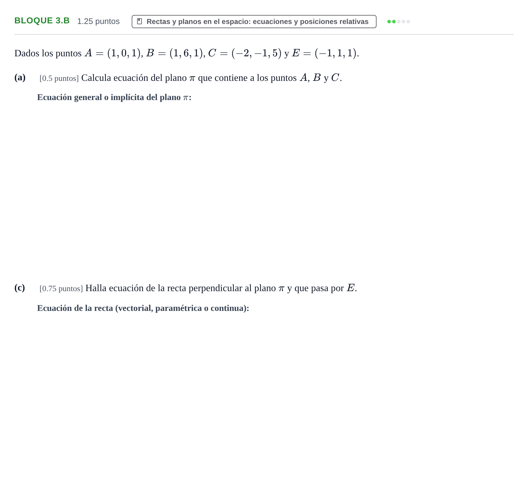 Enunciado: Bloque 3.B - Rectas y planos · Matemáticas II PAU Asturias Extraordinaria 2022