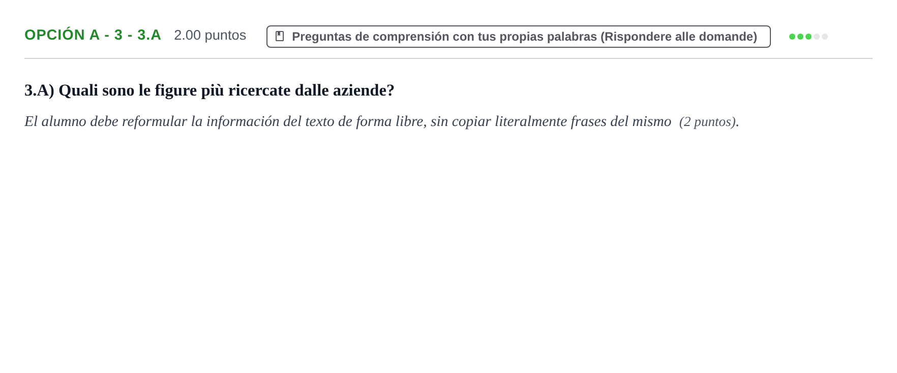 Enunciado: Opción A - 3 - 3.A · Italiano PAU Asturias Ordinaria (2ª lengua extranjera) 2022