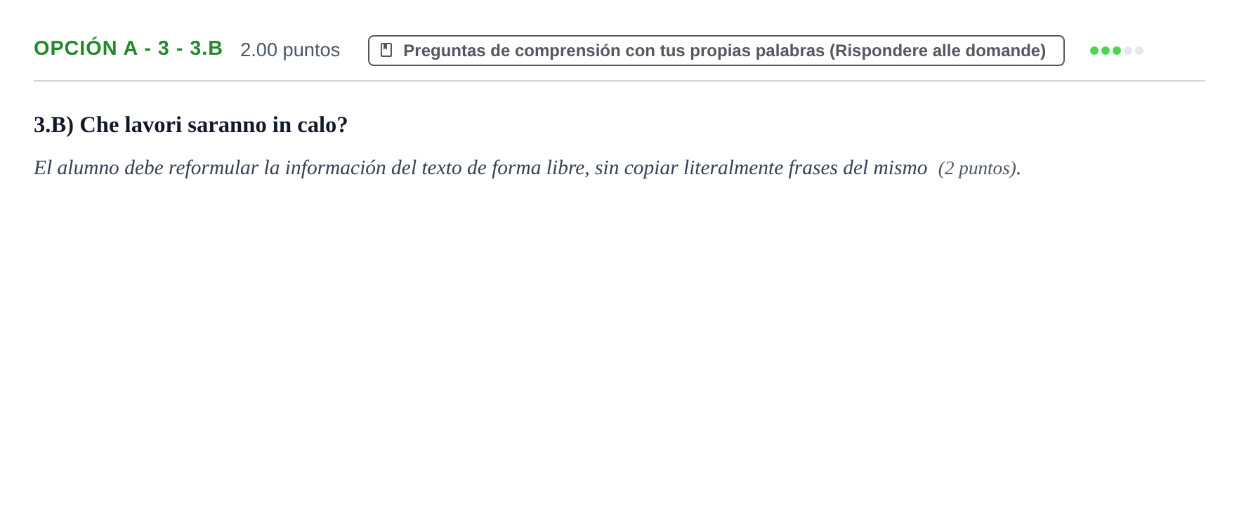 Enunciado: Opción A - 3 - 3.B · Italiano PAU Asturias Ordinaria (2ª lengua extranjera) 2022