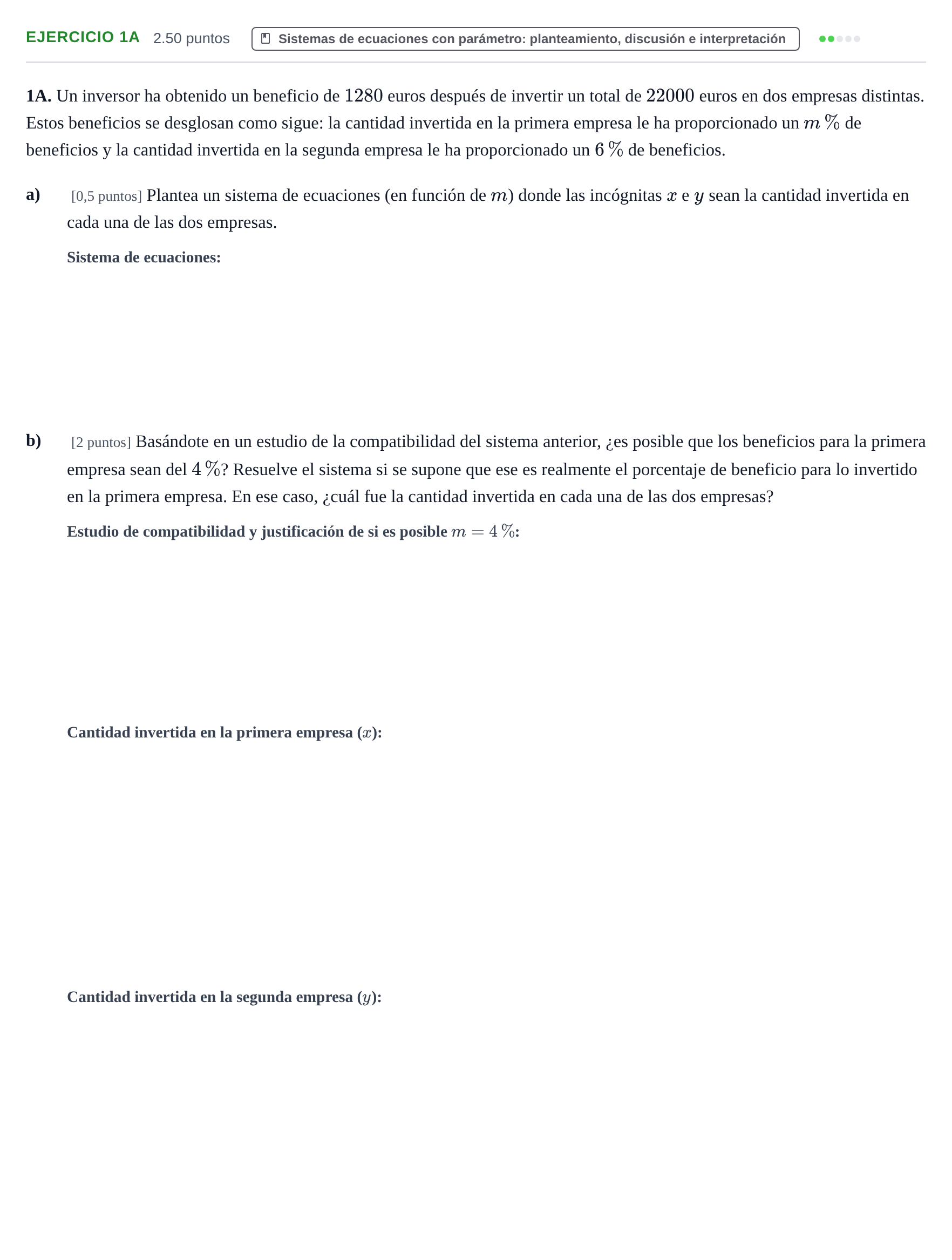 Enunciado: Ejercicio 1A · Matemáticas aplicadas a las Ciencias Sociales II PAU Asturias Ordinaria 2022