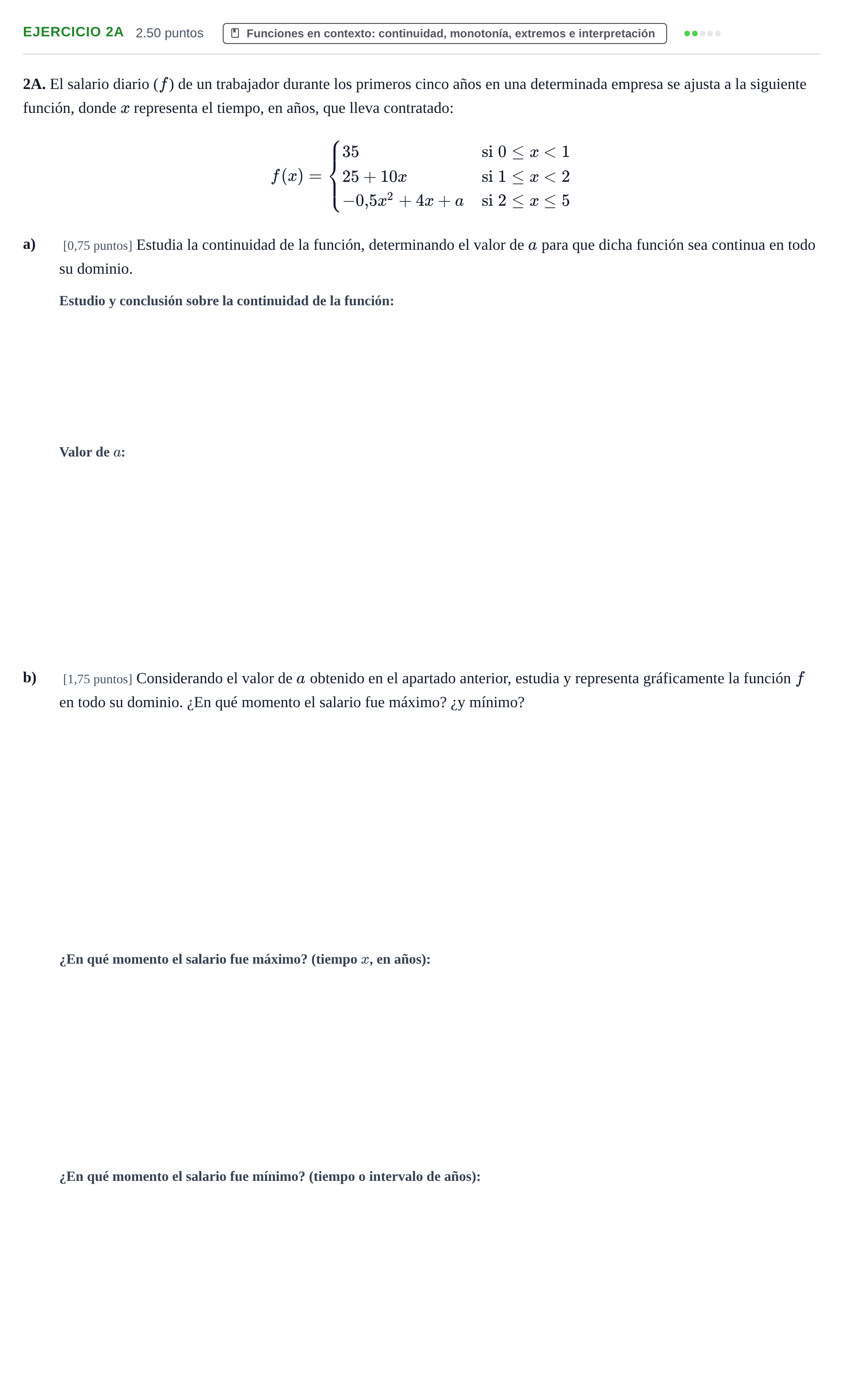 Enunciado: Ejercicio 2A · Matemáticas aplicadas a las Ciencias Sociales II PAU Asturias Ordinaria 2022