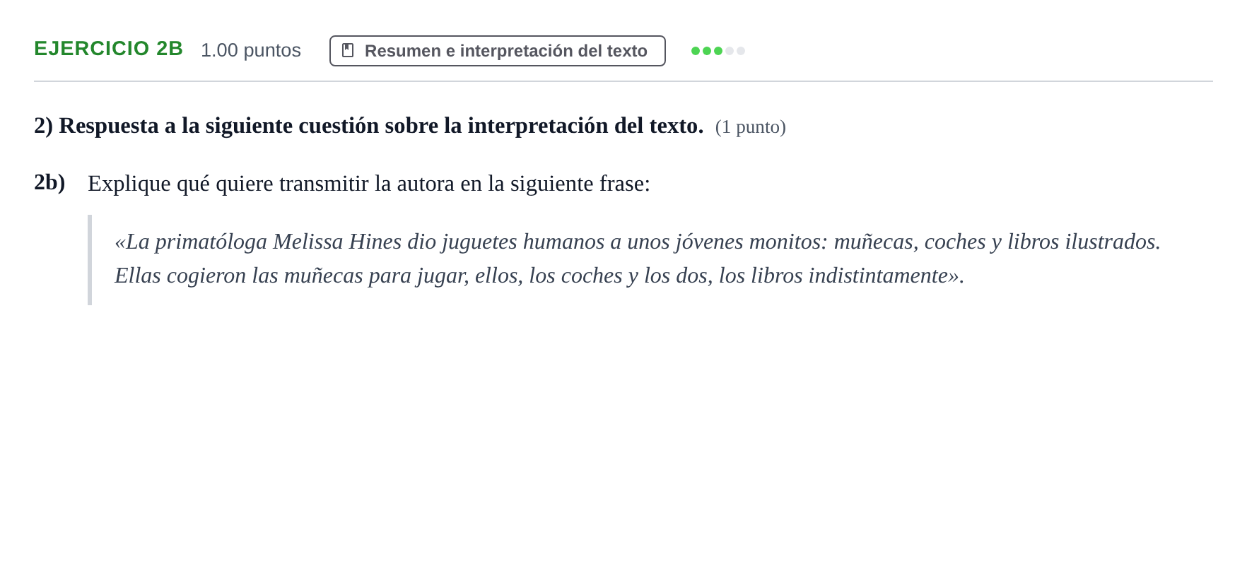 Enunciado: Ejercicio 2b · Lengua Castellana y Literatura II PAU Asturias Ordinaria 2022
