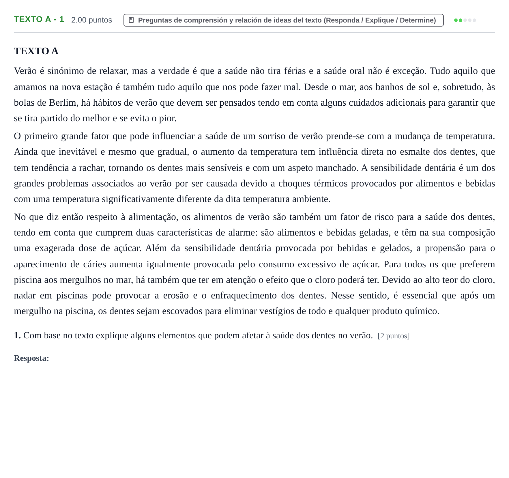 Enunciado: Ejercicio Texto A - 1 · Portugués PAU Asturias Extraordinaria 2022