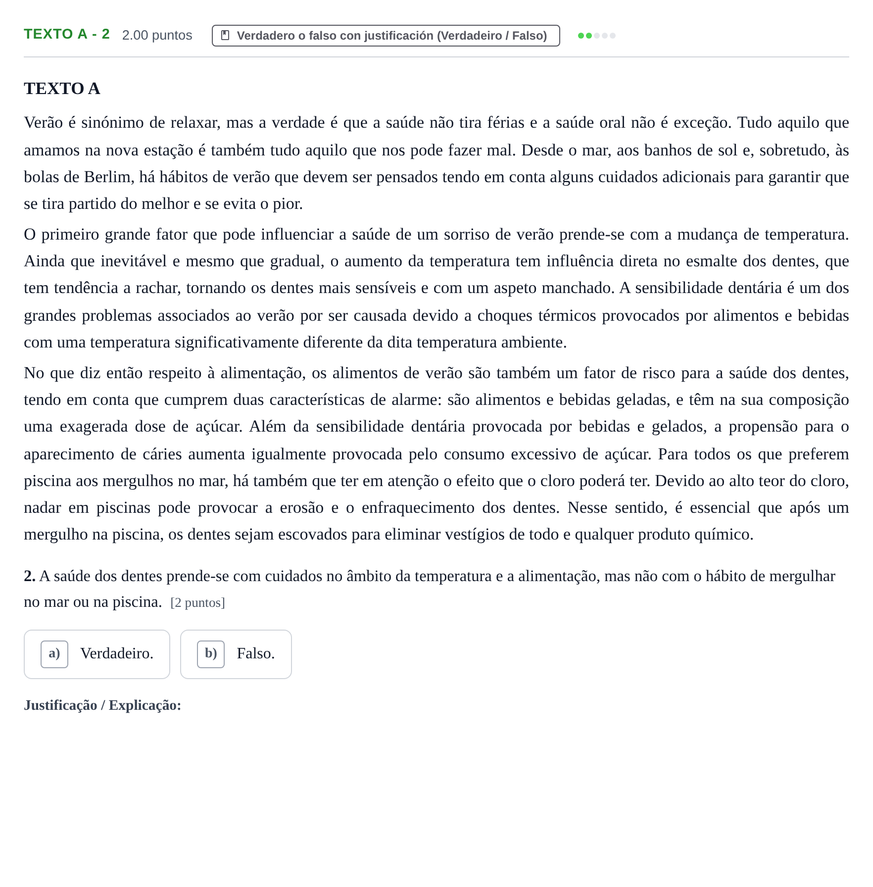 Enunciado: Ejercicio Texto A - 2 · Portugués PAU Asturias Extraordinaria 2022